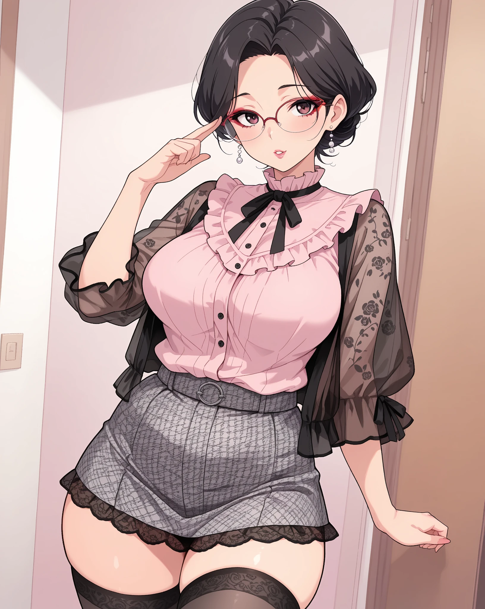 (The woman is wearing a black knitted dress.:1.8)、(Wearing a beige cardigan:1.5)(((From an angle where you can see the whole body)))((The woman is 50 years old:1.5))((The woman is old))(((In the back of the school&#39;s computer room)))、((Sucking her fingers and drooling:1.8))))Sexy brown woman１people、(((Wearing a long black dress)))、Highest quality、超High resolution、High resolution、Detailed CG、8k wallpaper、20-year-old、Detailed and beautiful、(Brown and shiny body、:1.5)、Be embarrassed、(Erotic and naughty face:1.5)、(Lip shape when kissing with tongue out)、Full of embarrassment、