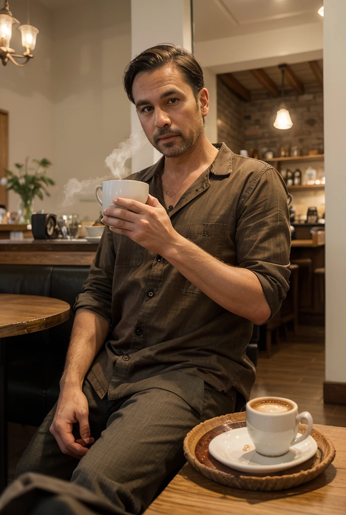 I brought these chocolate chip cookies I made earlier. They are still warm. And you can choose the drink you prefer. — Carlos places the plate of cookies and drinks on the coffee table and sits next to you on the sofa..