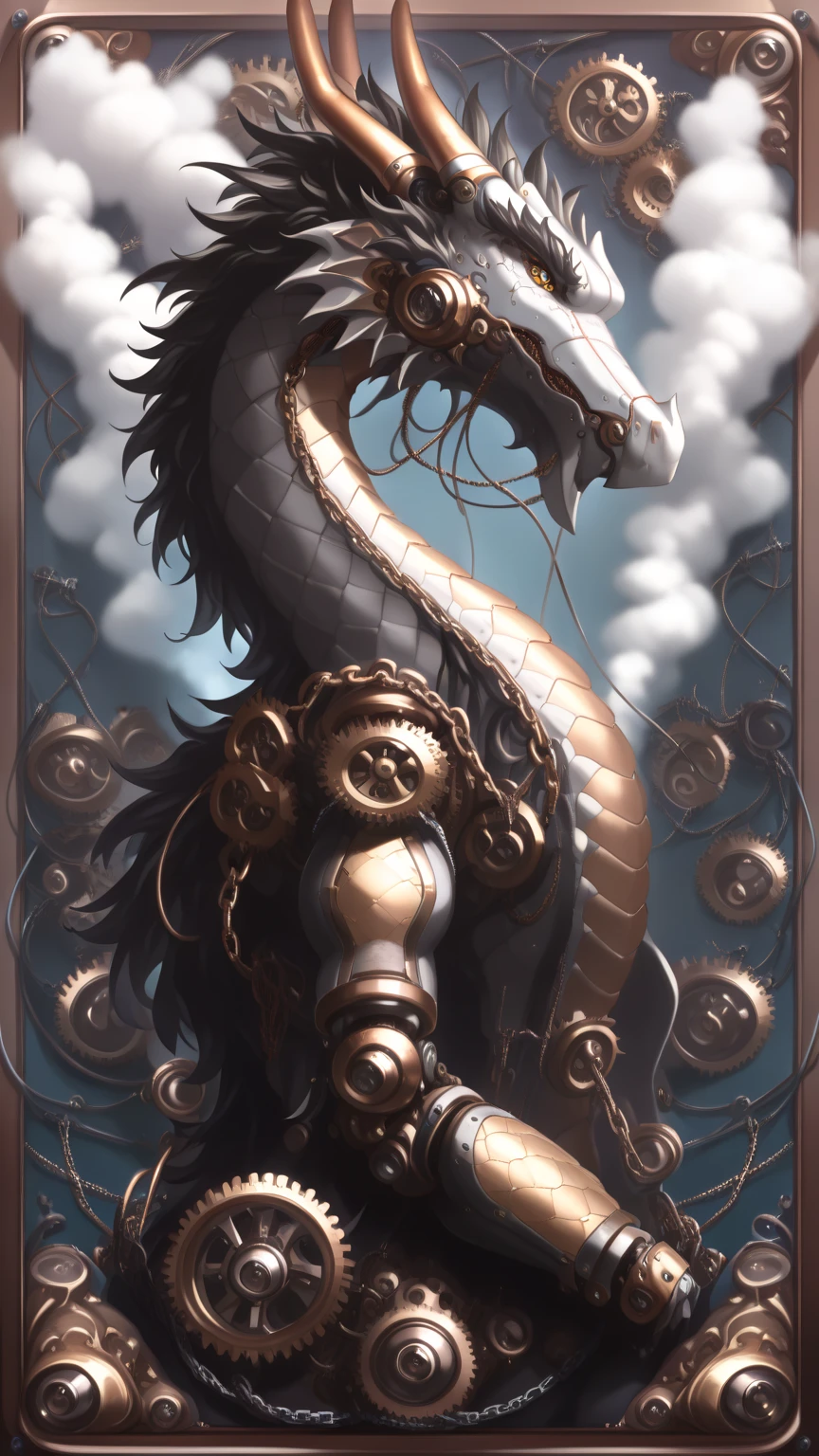 (  8k, 4K,  超high res,high contrast,  masterpiece:1.2, top,  Best Aesthetics),, (( flat color)),,  colorful background,  high contrast,   Contrast Color,realistic,high res,Pop Art Style,(((スチームパンクデザインのDRAGON,メタリックカラーのDRAGON,complex machine scaly skin,lightning effect,Shiden,DRAGON,メカニカルDRAGON,スチームパンクDRAGON,Brass tube,Gear,Chain wire,drill,piston shaft,Steam engine,,illustration using shading,White-based background)))   , sf,Fantasy,極度に抽象化した西洋風のDRAGON,(((フルメタルボディのDRAGON,mechanical joints,)))