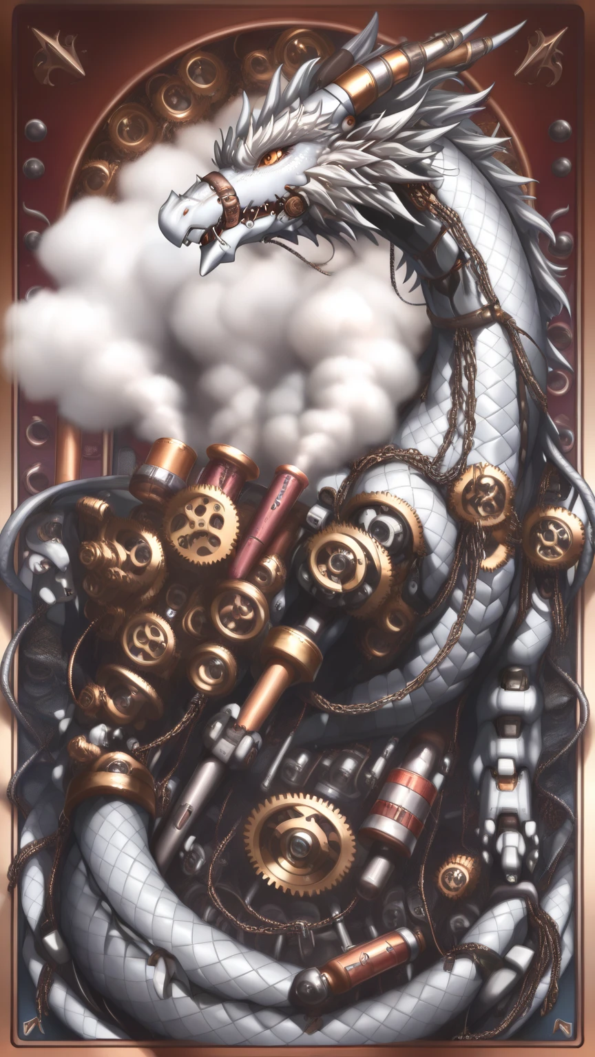 (  8k, 4K,  超high res,high contrast,  masterpiece:1.2, top,  Best Aesthetics),, (( flat color)),,  colorful background,  high contrast,   Contrast Color,realistic,high res,Pop Art Style,(((スチームパンクデザインのDRAGON,メタリックカラーのDRAGON,complex machine scaly skin,lightning effect,Shiden,DRAGON,メカニカルDRAGON,スチームパンクDRAGON,Brass tube,Gear,Chain wire,drill,piston shaft,Steam engine,,illustration using shading,White-based background)))   , sf,Fantasy,極度に抽象化した西洋風のDRAGON,(((フルメタルボディのDRAGON,mechanical joints,)))