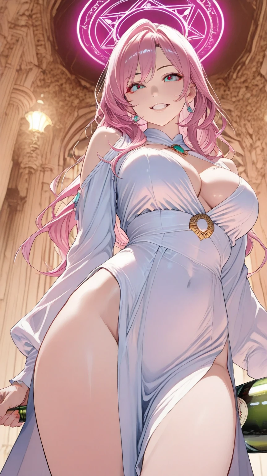 girl,Large Breasts,long hair,Topless,Bow,Blonde Hair, Purple Eyes, Cleavage,Large Breasts,whole body,NUDE