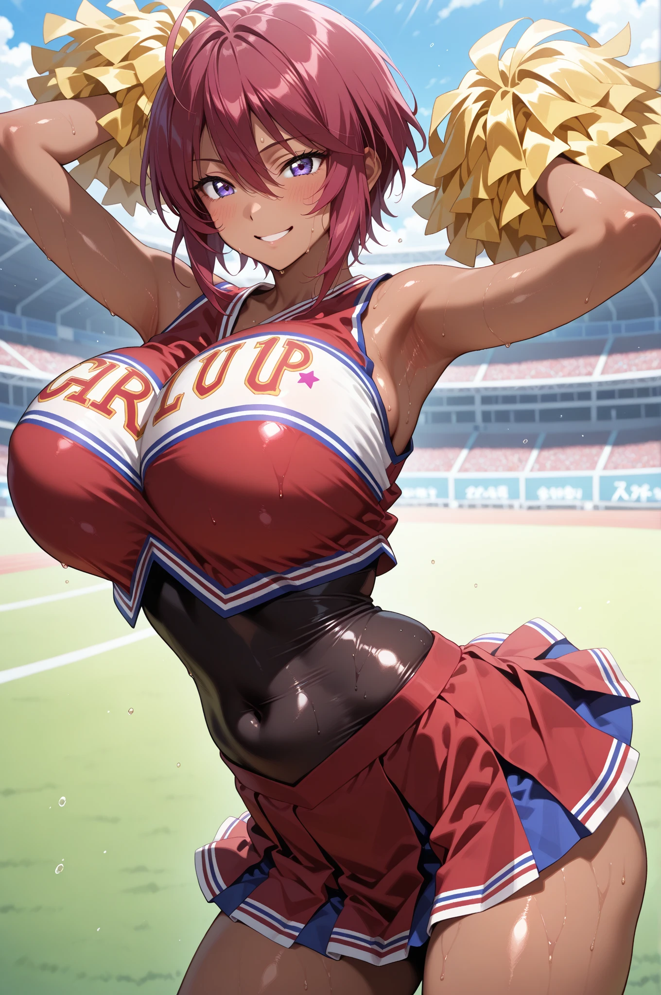 Woman in uniform with two yellow cheerleaders, oppai, senna from league of legends, biomechanical oppai, by Kentaro Miura, marin kitagawa fanart, Seductive Anime Girl, mayuri shiina, Ilya Kuvshinov. 4 k, faye valentine, Ecchi, a hyperrealistic schoolgirl, by Ikuo Hirayama