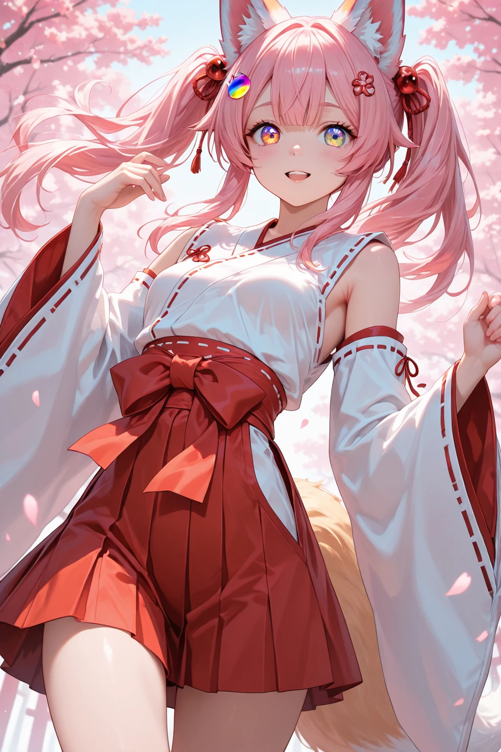 A titled Douluo with multiple red soul rings，It's a beautiful sister，Pink and white color scheme，It is called the soft bone rabbit