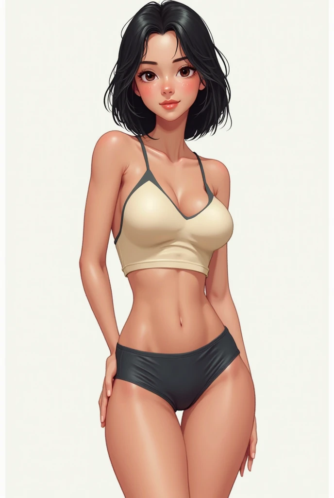 (Highest quality:1.4),(masterpiece:1.4),(Realistic:1.4),(Realistic:1.2),(超High resolution, RAW Photos:1.4),(High resolution, Very detailed:1.2),(8k:1.2),photograph,a photo of a dark-haired,Her hairstyle is a short bob with bangs..,One Girl,alone,(Lace Underwear),((whole body:1.3))Mr..々Pause