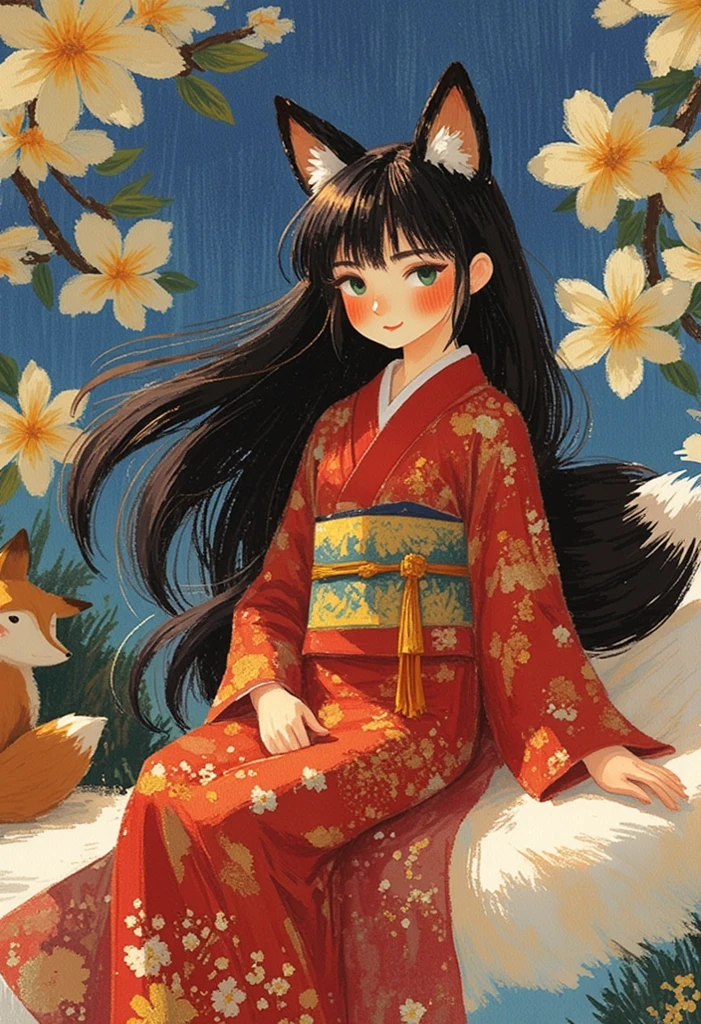 masterpiece、best quality、illustrations、 ultra details、high resolution、 8k、perfect dynamic composition,、beautifully detailed eyes、women's fashion summer、 medium hair、(Beautiful big breasts:1.3)、Natural Colored Lips、bold sexy pose that makes your back look bold、smile、Harajuku、20 year old girl、cute、sexy shot looking at the camera、(The best illustrations),realisitic,ultra-detailed,The best lighting,alluring succubus, ethereal beauty, perched on a cloud, (fantasy illustration:1.3), enchanting gaze, captivating pose, delicate wings, otherworldly charm, mystical sky, (Luis Royo:1.2), (Yoshitaka Amano:1.1), ((A stunningly beautiful fox spirit girl with long flowing black hair and 9 fluffy fox tails)), (She has soft fox ears, and wears a luxurious red and gold oiran-style kimono with intricate floral and traditional Japanese patterns)), ((Her hair is adorned with delicate flowers and hanging ornaments, and her expression is mysterious and captivating)), ((Wind moves through her hair)), ((The background features misty cherry blossom trees, two elegant red foxes, and a dreamy traditional Japanese garden)), ((The lighting is soft and fantastical, with glowing highlights and rich shadows. Her skin is luminous and smooth)), A Necromancer,natta,(red eyes glowing:1.6),​beautiful countenance,Tindall Effect、(High Detail Skins:1.2) absurderes,Ponytail distortion,jewely,Beautiful expression,Toned waist,Wide buttocks,Tindall Effectmasuter piece,top-quality,Highest Standards,Top image quality,masutepiece,intricate detailes,High resolution,Depth Field,natural soft light,profetional lighting,Great smile,(High Detail Skin: 1.2),photorealistic anime girl render、Strong highlights of the eyes、Perfect Anatomy,crotch open,Shy,Spreading your legs,Panties are visible,Skirt flipping,Body shiny with oilerectile nipple)),8K resolution,intricate clothing,Intricate details,
