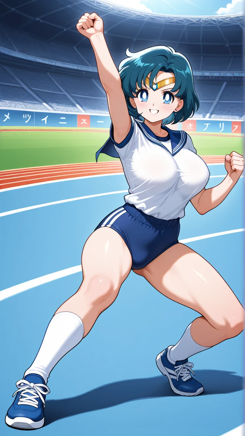 masterpiece, (high quality:1.1),  intricate details,  cinematic lighting, motion lines, 
IkumiSunohara,  1girl,  mature female, milf,  solo, standing, legs apart, bent over, hands on own knees, 
(looking at viewer:1.1),  blush, teeth, surprised, sweat, tired, open mouth, heavy breathing, 
short hair,  brown eyes,  earrings,  shiny,  lips,
(two-tone T-shirt:1.1),  yoga pants, sneakers, 
large breasts,  thighs, see-through, covered nipples, 
indoors, stadium, 
<lora:IkumiSunohara:1>