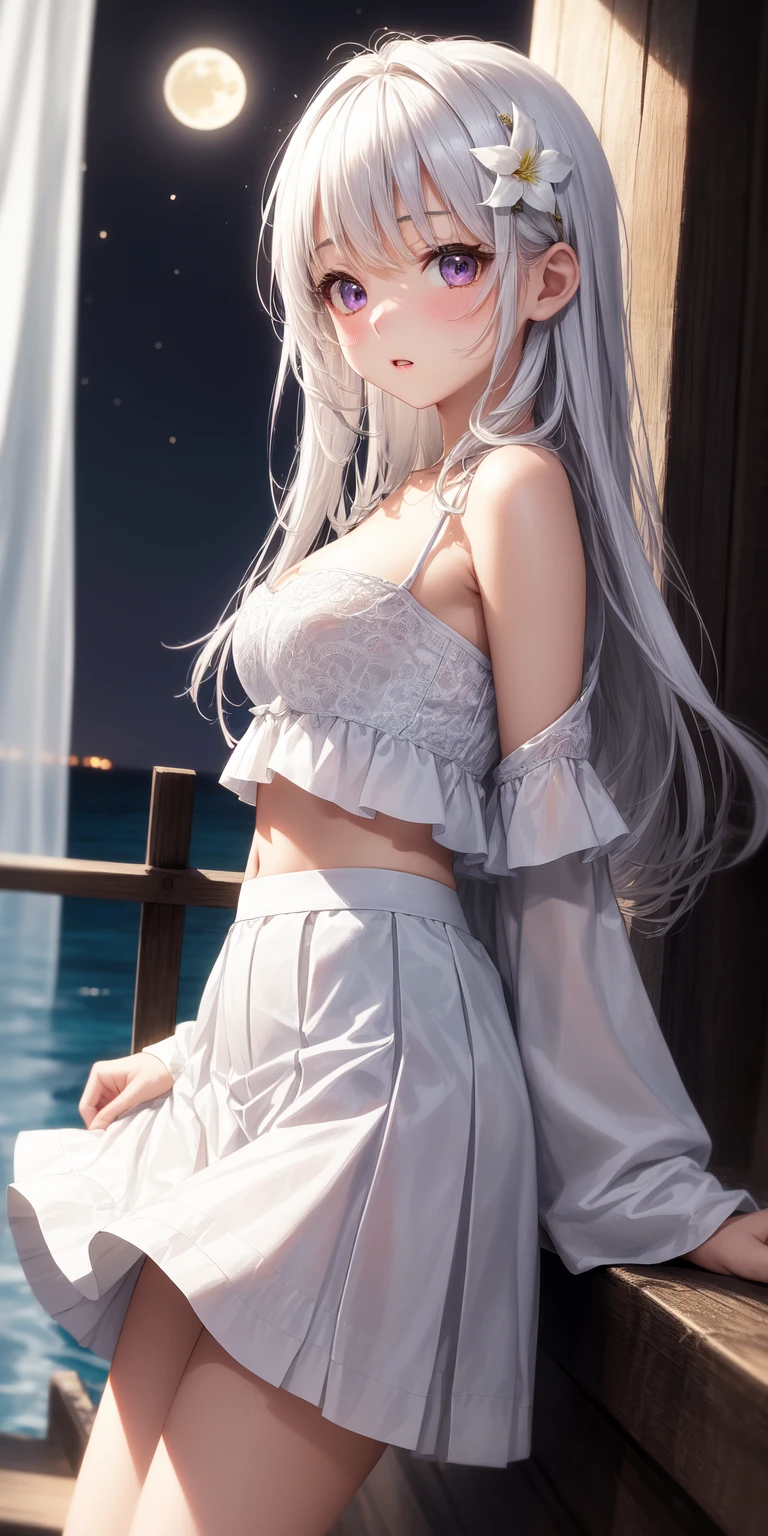 (8k, best quality, masterpiece: 1.2), 1girl, headwear, portrait, (long loose silver strapless dress: 1.1), necklace, lying down, thighs, blue nails, cute, cityscape, night, rain, wet, professional lighting,photon mapping,radiosity , physical rendering,(mature women:1.1), (exquisite and detailed, tight clothes, hair accessories:1.2),