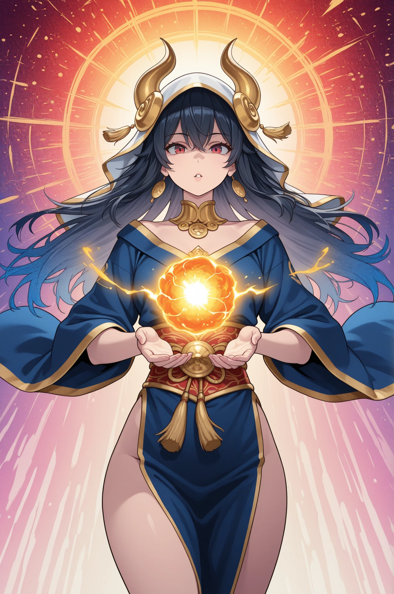 (masterpiece, top quality, best quality, official art, beautiful and aesthetic:1.2), (fractal art:1.3), (mature woman), (veiny penis:1.5), futanari, erection, testicles, (1girl), masterpiece, best quality, erotic, sensual, fantasy, (mature:1.3), anime picture, cinematic lighting, colorful, demonic futa, messy hair, red eyes, large horns, large erection, drinking a beer, olden hour lighting, detailed cloud, sunny day, (colorful:1.2), highest detailed, cinematic light, (magical portal), holy light, (golden particles), (light beams)