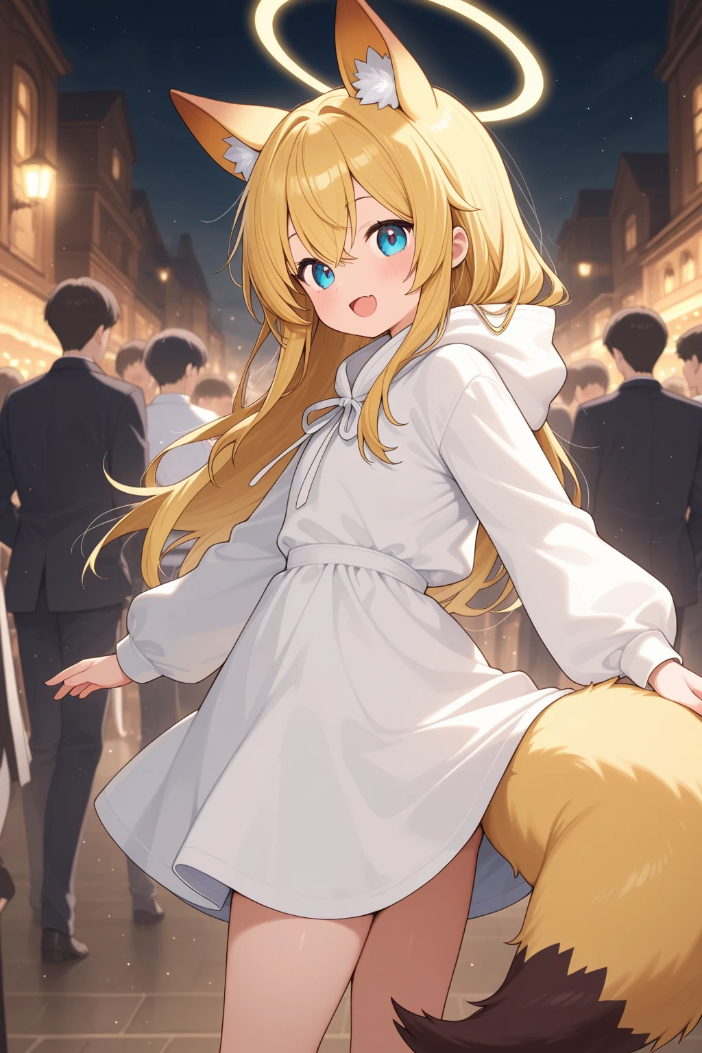 Anime. 1 girl. Baby. Kitsune. Blonde. Long hair. Blue eyes. Beautiful eyes. Perfect eyes. Expressive eyes. Blind eyes. Blind. Ideal face. Ideal anatomical body. Beautiful long legs. Beautiful body. Beautiful nose. Fox ears. Fox's tail. 12 years old. Embarrassment. Blush. Beautiful character design. Shiny skin. Dirty tunic. Torn Tunic. Slave. Collar. Shackles. On a chain. No panties. Barefoot. White cane in hand. Hand on crotch. Urinary incontinence. She wants to pee. She needs to pee. She has a strong, desperate urge to pee. He squeezes his crotch tightly. Rubbing the crotch. Slight forward bend. She peed herself. The girl can't stand straight. She pees standing up. She peed herself while standing in the raov market. Middle Ages. Fantasy. City. Town Square. Slave market. Tears on eyes. Cry. Snot flows from the nose. Whole body. nsfw. Official art. Extremely detailed CG Unity 8k wallpaper. Ideal lighting. Ultra high resolution 4K. Super detailed 8K. A high resolution.