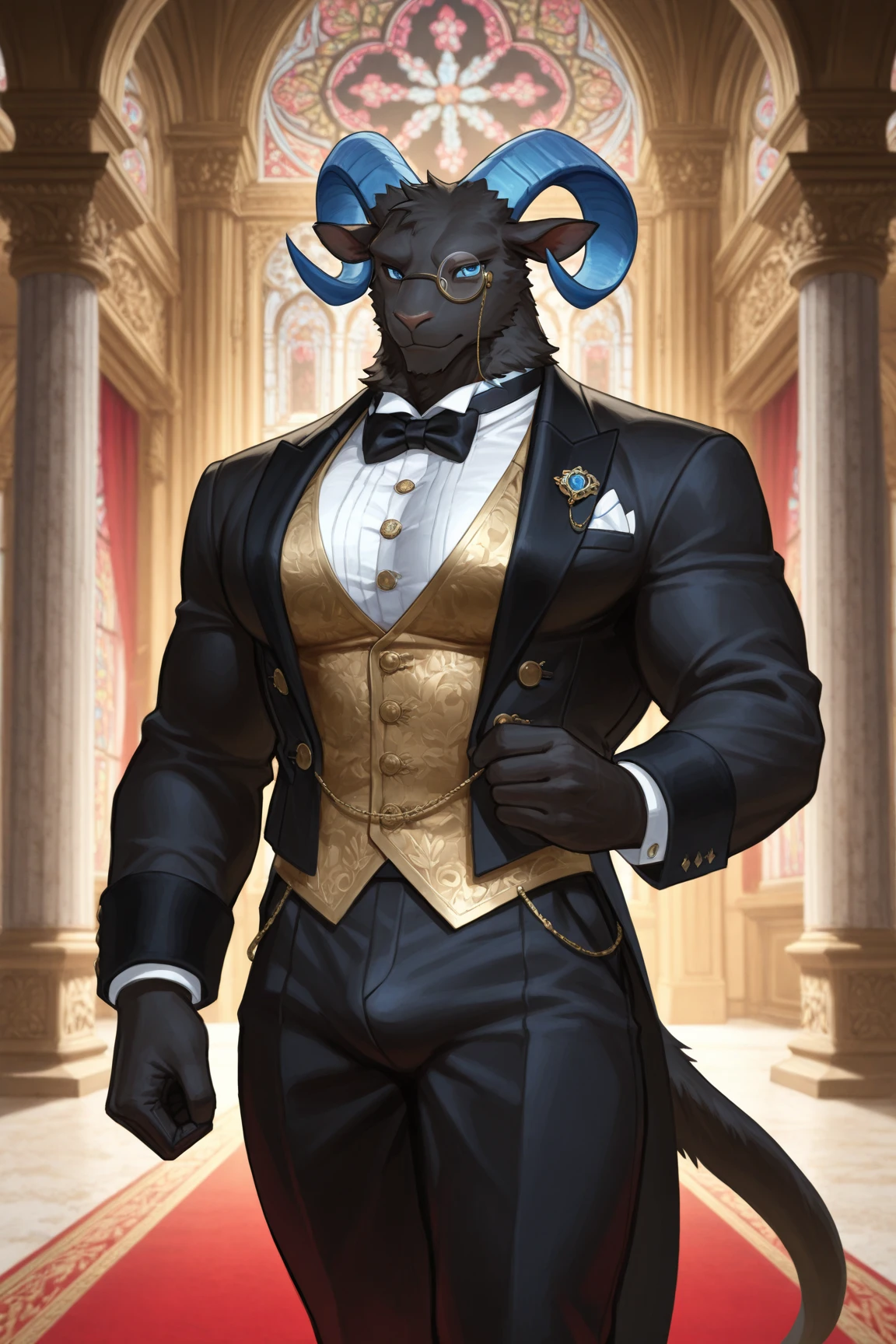 1people、male、spot hyena man, gray skin, masterpiece、highest quality、Exposed light pink lace underwear、Knee-high socks、High heel pumps、Full body illustration、garter belt、Bra with ribbons and frills