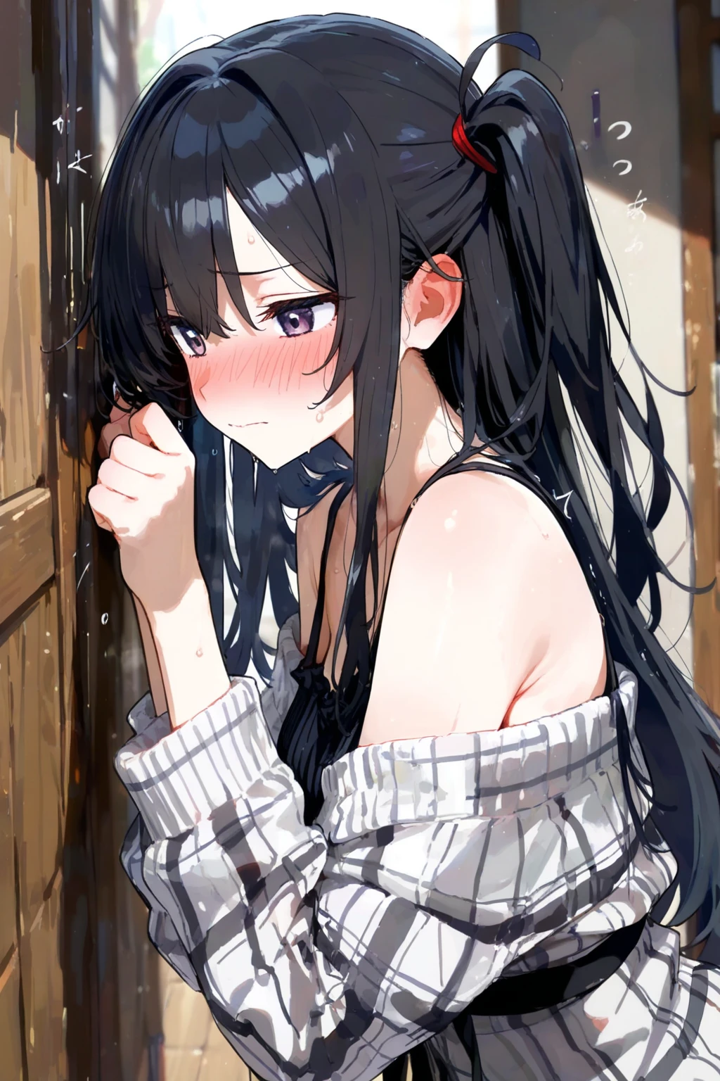 独奏,{{{masterpiece}}}, {{{best quality}}}, {{ultra-detailed}}, {illustration}, {{an extremely delicate and beautiful}},,10 years old,black hair,Are crying,Wet and slimy, Shiny wet skin!!, Enchanting anime girl,steam,blush,Raise eyebrows,blunt bangs,Surprised expression,pussy,upskirt,Take off your swimsuit