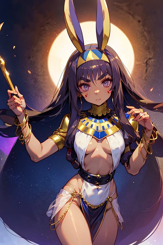 Nitocris、In the desert、Stars shine in the night sky、beautiful girl