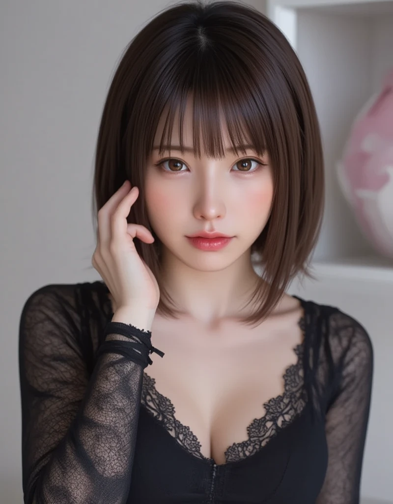 Everything is beautifully detailed:1.6,masterpiece、Highest quality、1 Girl, alone, alone focus, Cowboy Shot, Portraiture, Oversized hoodie, Blue and white hoodie, half水彩画, half, ((Black Hair)), (Shiny hair), (Gradient Hair :1.5), Curly Hair, ((Beautifully rendered delicate eyes)), Very detailedな目, Sunburn, (Dark caramel skin:1.1), Highest quality, Very detailed, White Background, Simple Background、{huge|big|hugeな|Mega} chest:2, chestの谷間:2、開けたchest、Perfect Anatomy、Cute Smile、Short Hair、bangs、Put out your ears、beautiful long neck