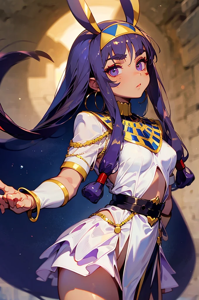 Nitocris、In the desert、Stars shine in the night sky、beautiful girl、Show your side