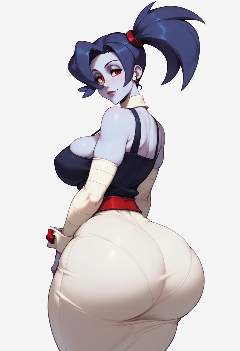 The spirit, by the floating ,(((blue skin))), yellow eyes,navel, Alone, standing,upper body, blush, ashamed, underboobs,
SpiScho,
,
skirt,
nails,
black panties,
black thighs,
Shoes,
Neckband,
hair band,
standing, Upper part of the body,
(incredibly detailed, beautiful detailed face, masterpiece, Best Quality), huge juicy ??????, wide hip, big ass, view from front