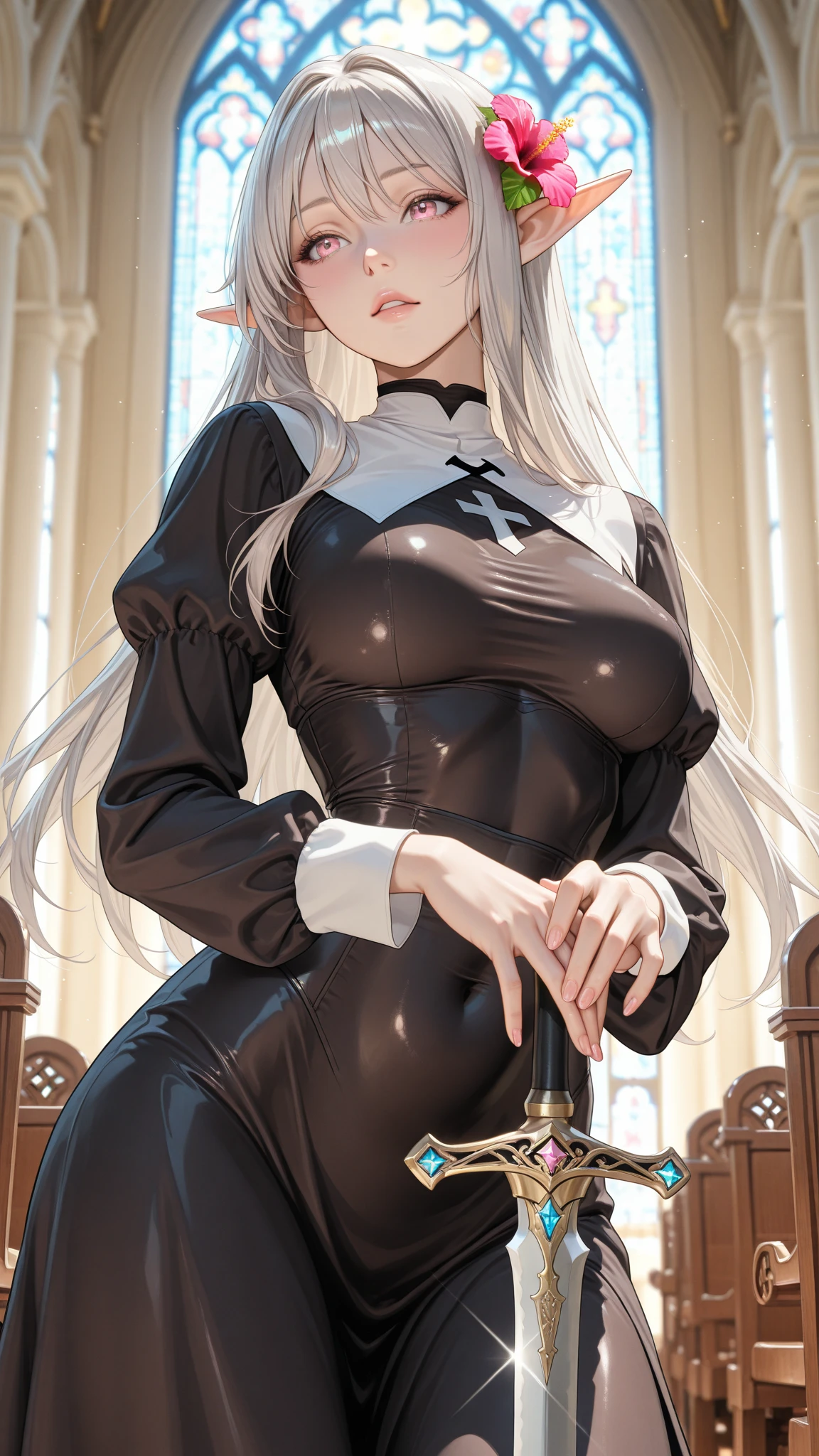 (masterpiece), best quality, expressive eyes, perfect face,(((ultra-detailed))), detailed eyes), beautiful, amazing, Best quality,amazing, detailed eyes, (masterpiece), best quality, expressive eyes, perfect face, 1girl, crusader, order of st john, knights hospitaller, black shield with white cross, black surcoat with white cross, chainmail armor
