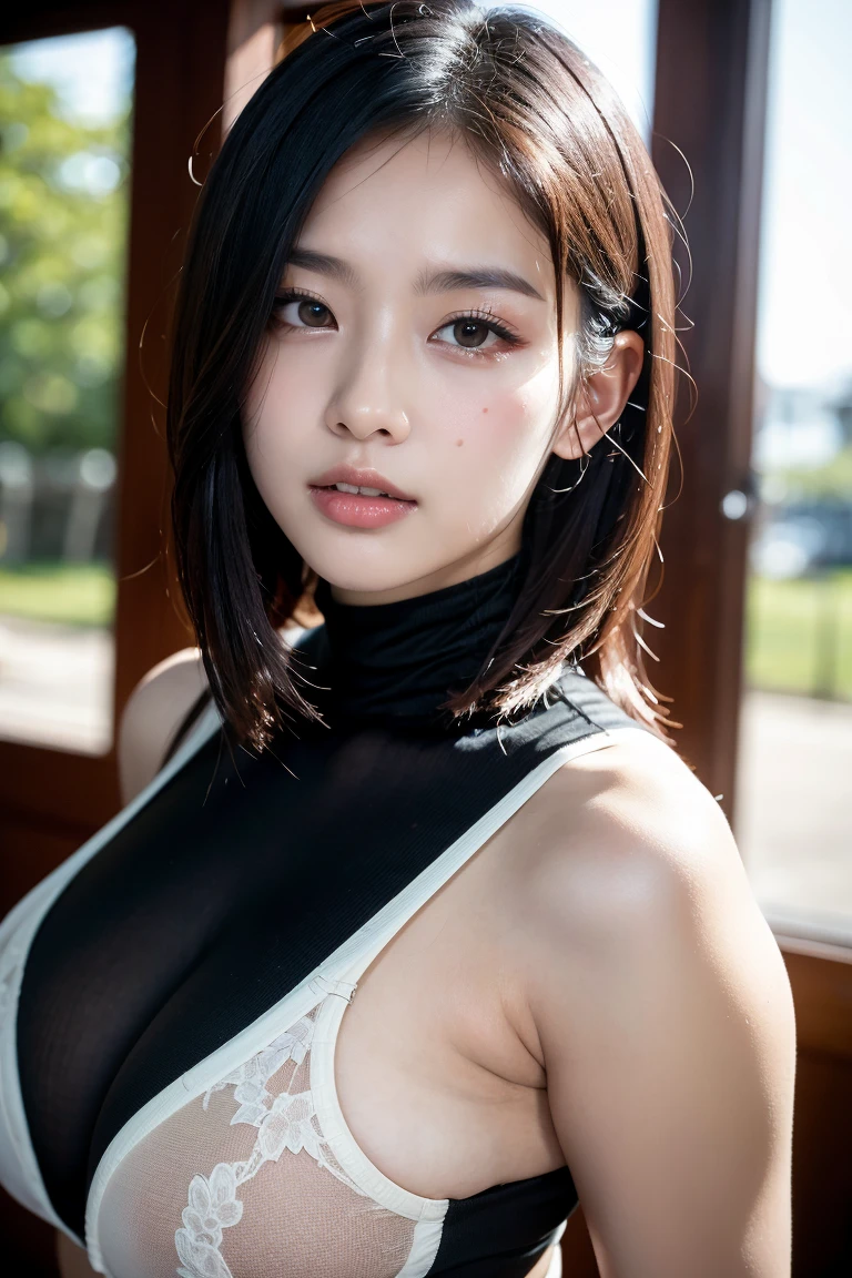 Close-up avatar shooting，Sit on your knees and pose for pictures，Bust photo，Snow map style，（snowfield，（heavy snowy）），1 female，18yr old，Japanese-Russian mixed，（Showa beauty：Yasuko Sawaguchi1.8），sideface，（Face with a thin skeleton，s delicate face），hyperdetailed face，（Delicate Japanese makeup）， Black colored eyes，（Look into the distance），Black hair，（Classic hairstyle（Japan Nara period：Double top bun、High top bun）），Flaming red lips，Fair smooth skin，（Best Skin Type：1.21），（A clean white kimono，（Red inner collar+Red waist seal）），masterpiece1.3，（（Hasselblad photograp）），8K， physically-based renderingt，profesional lighting，Surreal photography，exquisite detailing，详细的脸，The picture is pure，perfect hand，Perfect kneeling position，Ultra-fine makeup，Ultra-fine clothing material