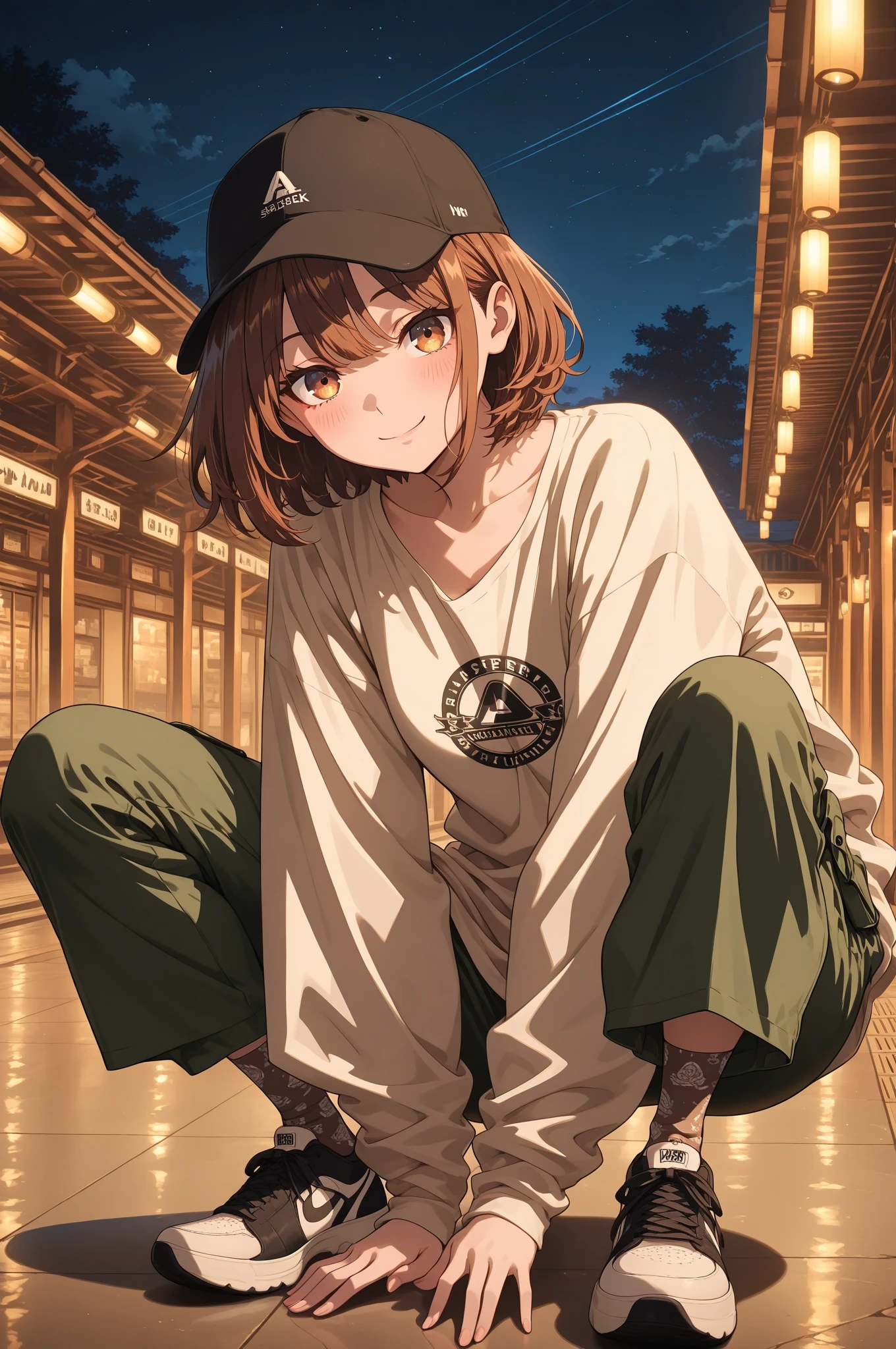 <lora:DorothyFE6-11:0.8> DorothyFE6, pants
masterpiece, best quality, absurdres, village, smile, looking at viewer, confidant <lora:attire_dripmeme-10:0.8> dripjacket, own hands together