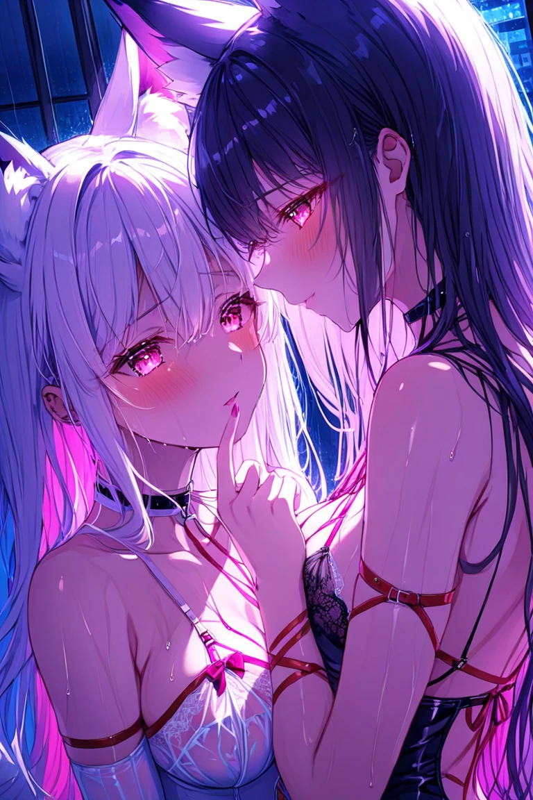(超High resolution),High resolution,Sharp focus,(Very detailedな,Very detailed),(Very detailed CG unity 8k wallpaper),(((Vibrant colors)))、{Best illustrations},
((((2Women)))),Long Hair,(Pink Hair Color), beautiful, skinに近い, (((Two beautiful women kissing))), Face to face, Deep Kiss, Tongue insertion, Gazing at each other,lily, trembling,
(French kiss), playing with tongue, Sweat,Dripping Water,My whole body is wet,Heavy breathing, Humidity, Grasp gently, It's a mess, fog,
Verbal invitation, Saliva trace, Breast Press,
DQ Minnea,(((dark skin,dark_skin,lustrous skin:1.5,bright skin: 1.5,
skin tanned, shiny skin,very shiny skin,Shiny body,plastic glitter skin,exaggerated shiny skin,illuminated skin))),
Complex eyes,beautiful細かい目,Symmetrical eyes,big eyes:1.5,Seductive eyes, ((Detailed body)),(Detailed face)),DQ Manya,
cute,Obscene,erotic,bold,Camel Toe,
big ,glamorous,Tight waist,Long legs,curve,Cleavage,Revealing clothing,show skin,Slanted Eyes,
Circlet, Earrings, Silver Choker, Silver Bracelet,Silver Chain,Long Hair, Pink Hair, bikini,