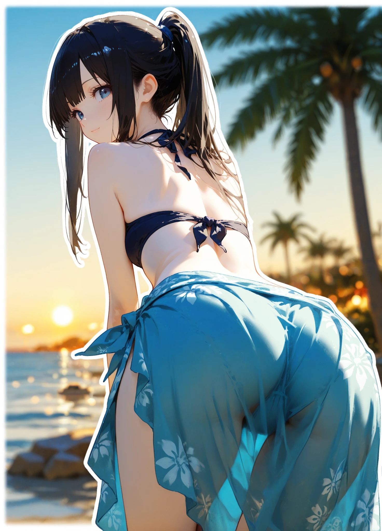 (Vulgar,nsfw),((butts and back focus,looking back)),
(skirt lift,very windy),(beautiful elegant white panties),very low angle,from below),((masterpiece, highest resolution,best quality)), (beautiful illustration), ((Kamisato Ayaka in Genshin Impact)), ((semi long beautiful silver blue hair,blunt bangs,pony tail,beautiful blue eyes)),(solo),(beautiful elegant office blouse and black skirt,skirt lifted by the wind),(looking at the viewer), (walking around the shopping mall),
(innocent smile, Embarrassed),(white over-kneehighs,Lace chalker, wristband, fingerless gloves, over-kneehighs,
Lace chalker, diamond necklace,wristband, fingerless gloves, earrings), (cinematic lighting, very windy),beach, sand, blue sky, waves, coconut tree,fish,boat,sea gull,(from the ground),(beautiful elegant Underwear patterns),