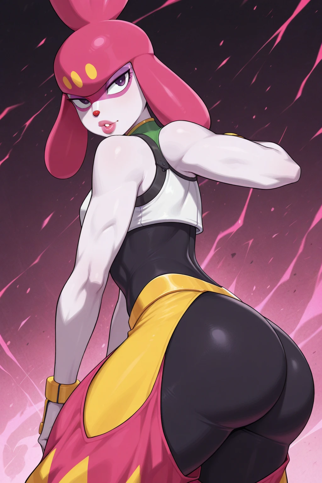 1boy,femboy,tall, very long Orange hair,long curls,elbow length Orange curls hair,tanned skin,6'2" inch tall,green eyes, feminine face, makeup,prominent lips, feminine body,round butt, sexy, smile,confident,pink crop top,Spandex shorts, highly detailed, pantyhose, thong,looking to camera, standing, luxurious room,sexy pose,Big dick,Big bulge,longer curly hair, red and white shorts,Big manhood, bigger dick,bigger cock,bigger balls,detailed face, detailed hair,detailed crotch,4K, Masterpiece, absurdres,hi res,detailed skin, Big erect Cock under shorts, tigth shorts, aroused,both arms on hips,longer hair,bigger balls,bigger cock, thick Cock, large balls,Cock under shorts, Cock strains against his shorts,Cock almost spills out of shorts,add a woman in Office clothes,1girl