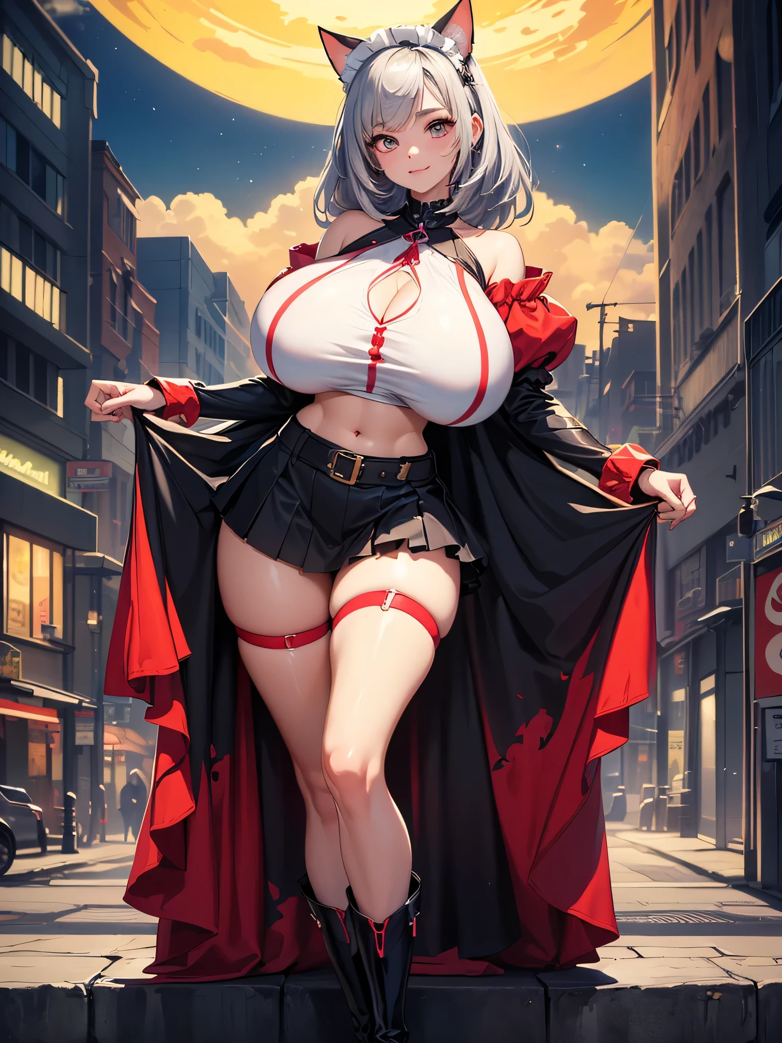 (exhibitionism),(public indecency),Sit on the stone steps,Spread your legs,grabbing own breasts, ((close up vagina)), (from below), (bottomless),
grin, fucked silly, oral invitation, nsfw, bewitching pose, (((vulgarity))), sweat,Dripping water,My whole body is wet,heavy breathing, humid, pubic hair,
((highest quality)), ((masterpiece)),(detailed),High resolution,Sharp focus,Perfect Face,{best illustration},(非常にdetailed CG unity 8k wallpaper),
(((Vibrant colors))),(Realistic eyes, Natural skin texture, Realistic facial details),
shiny 肌,very shiny 肌,Shiny body,plastic glitter 肌,exaggerated shiny 肌,illuminated skin,
1girl,Magisa,young adult,Long Hair,Shiny silver hair,Big Breasts,Red eyes,gigantic breasts,Hair between the eyes,
((detailedなボディ)),(detailedな顔)), cute,Lewd,erotic,Bold,Camel Toe,erection of nipple,
Witch's Black Hat,Black knee socks,belt,Gold decoration,pubic hair,
Black frilly underwear,
Black Dress,pelvic curtain,Side slits,vertical stripes,
With sleeves,Garter Straps,腰の皮belt,Cleavage cut,Off-the-shoulder dress,Sideboob,
(Backlight,at night:1.2),Castle ruins, Cobblestone Street,Lush greenery growing from ancient stone walls,Medieval towers and spires,