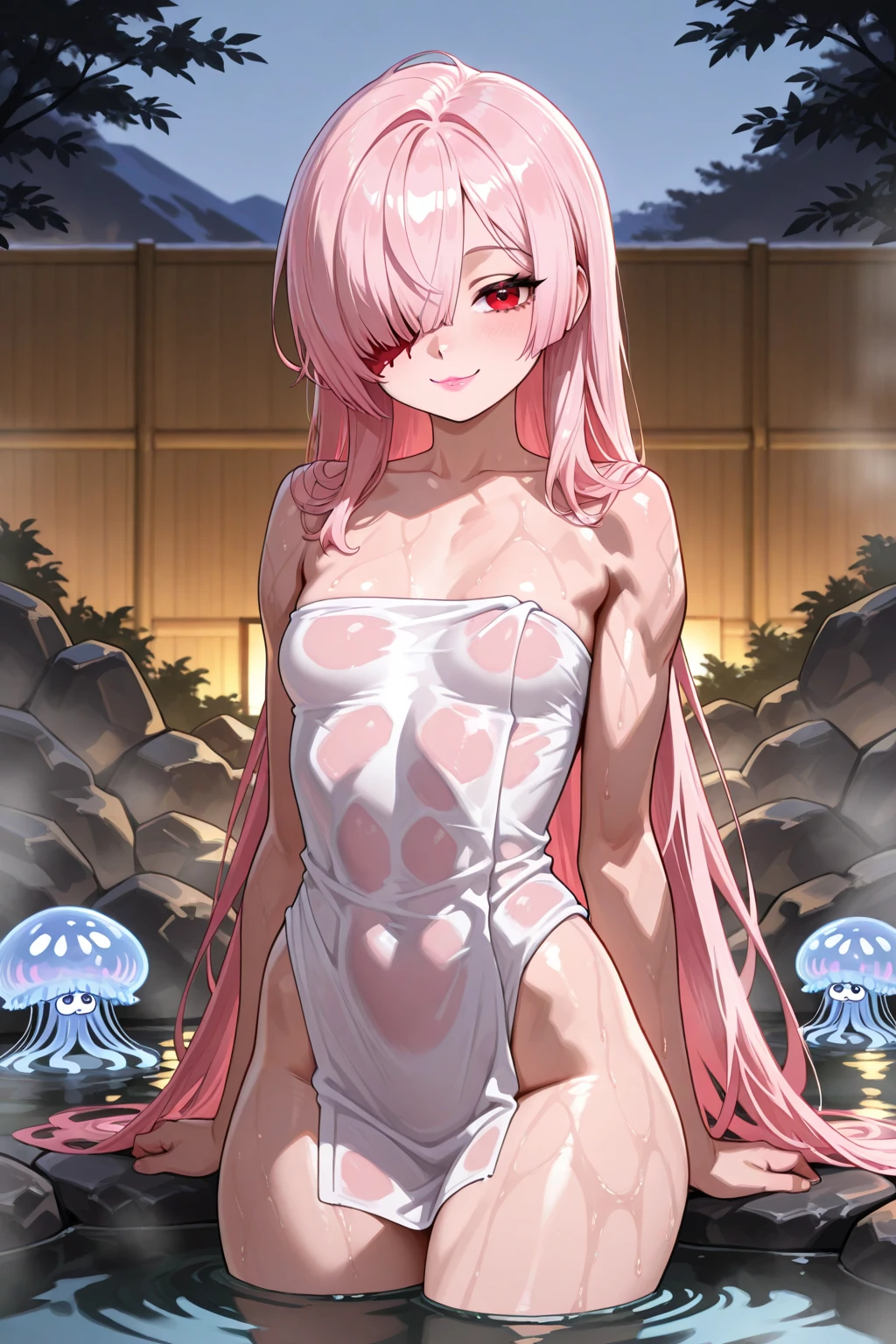 (best quality, high resolution, realistic), detailed, bright colors, lace, Pouting, long eyelashes, sparkling skin, lustrous Some hair, heart shaped pupils, pink hair, tongue sticking out.. Sex costumes, chest tattoo, Photographed from a distance, Areola cover, small thighs, ashamed, detailed 전신 4K, See all, looking from a distance, spread your legs , lingerie swimsuit, spilled clothes, Slobber, Immerse yourself in water, Perforated nipples, small thighs에 낙서, , fell into swimming pool, full body view, large swimming pool, Hole swimsuit,Full, large breasts, runoff, Hair is wet, , biting my lip, Wipe it's eyes, Shameful appearance, Mild atmosphere,Genshin,yae miko,yae miko,Genshinyae miko