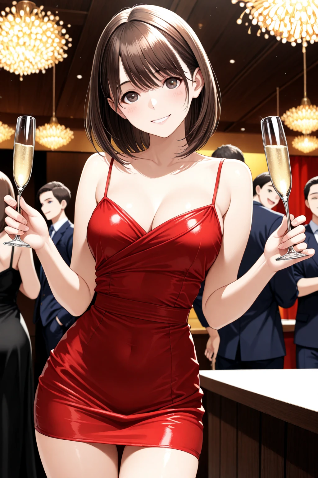 ada wong, vestido longo, cetim, drink, champagne --auto