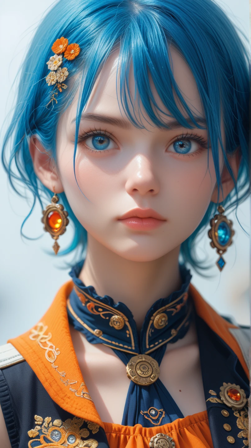 masterpiece, Highest quality, 8K, Detailed skin texture, Detailed cloth texture, Beautifully detailed face, Intricate details, Very detailed, Portrait of Rei Ayanami, Blue Hair, Red eyes, Remember, No background