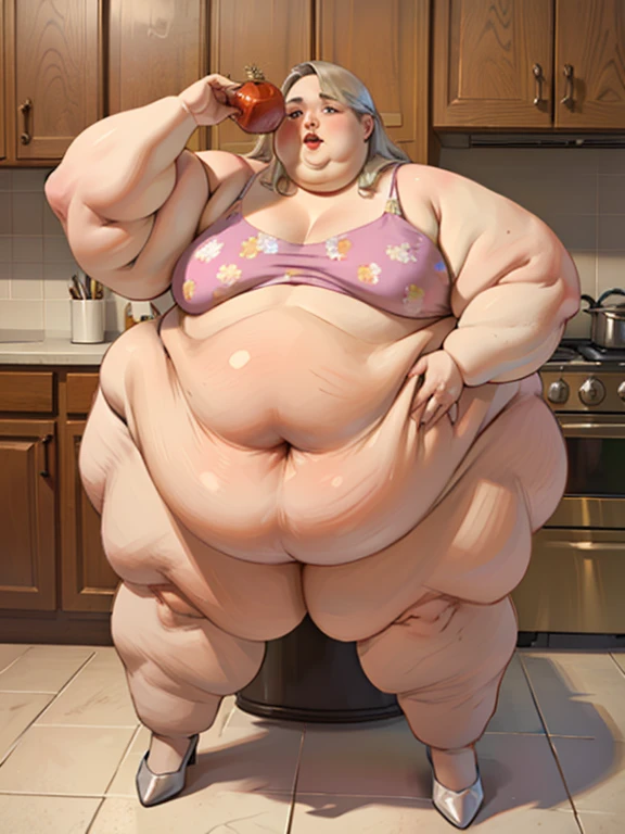 Cherry red skin all over, rapid swelling, Thicc, obese, white hair ((wearing white tank top)), hair over eyes, struggling frown of effort, ((body blemishes)), voluptuous woman, perfect hands, perfect face, smile, (anatomically correct), (Perfect/ realistic proportions:1.2), (overwhelmingly fat arms, obese face), arm up, ((extremely widest hips possible!)), ((extremely massive thick thighs, morbidly large belly), belly overhang!, stretch marks)), (1080P, 4k UHD, Masterpiece:2.1!) ((single)), background: tilted towers