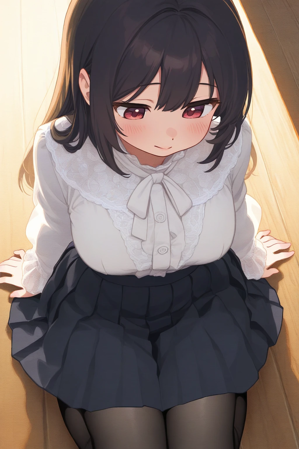 Browsing Caution,Sweat,White Breath,Kaguya-sama: Love is War,Iino Miko,room,brown hair low twintails,Change of clothes,uniform,Front view,sit,Open your legs in an M shape