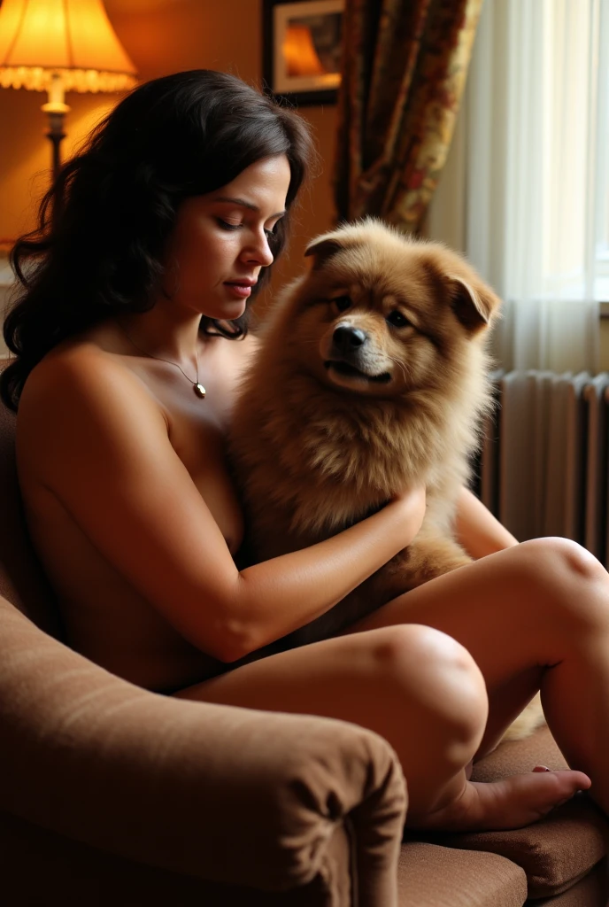 Full nudebody woman with the dog position