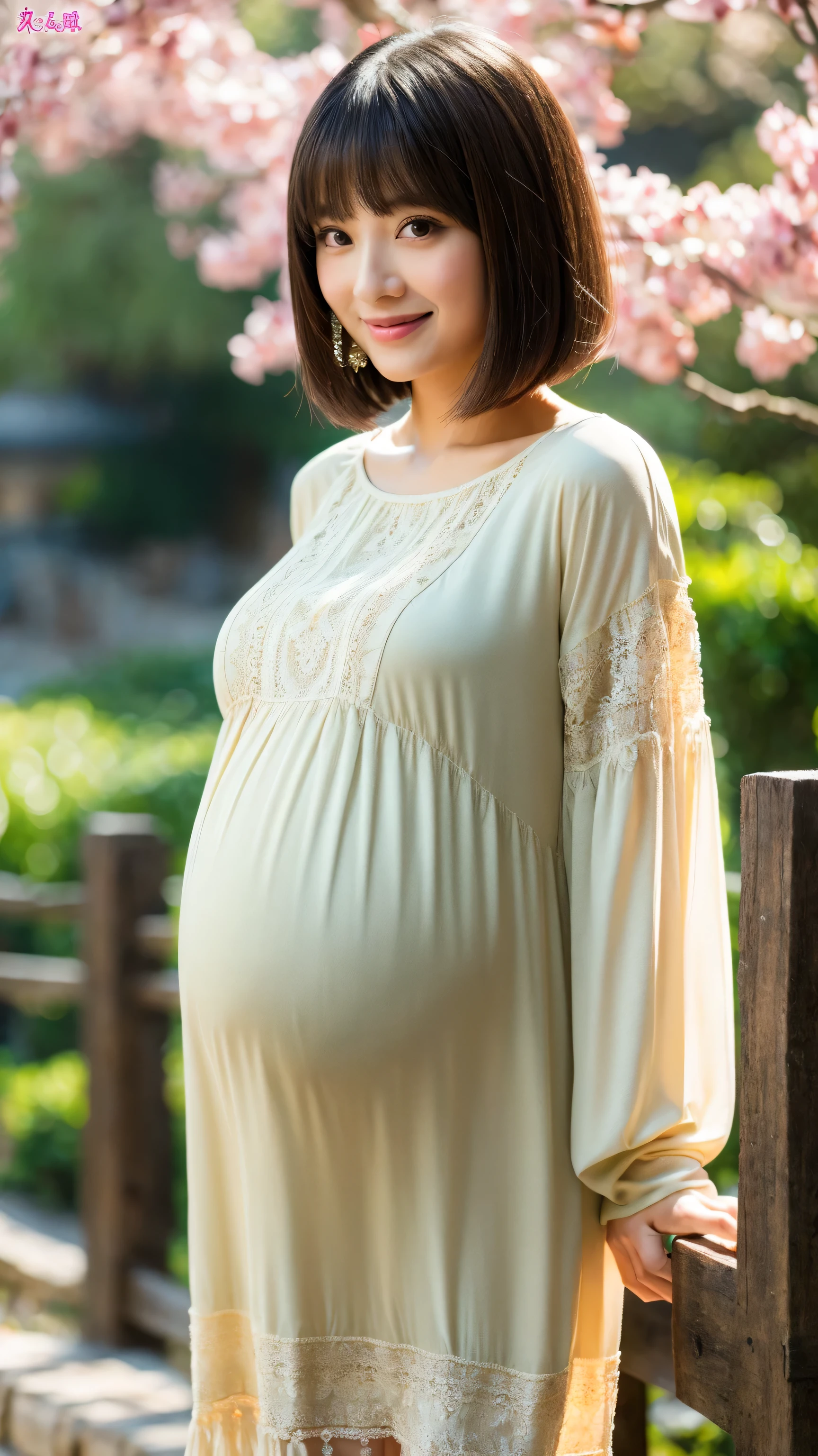 ultra-detailed, photorealistic, best quality:1.2, pregnant woman, beautiful detailed belly, dark hair, long dress, natural background, soft lighting, serene expression, gentle touch, subtle emotions, delicate texture, ethereal atmosphere, artistic maternity portrait, glowing complexion, calm and peaceful ambiance, graceful pose, tender maternal bond, feminine beauty, delicate curves, captivating and warm colors, exquisite skin tones, intricate details, realistic shading, precise contouring, fine brush strokes, lifelike rendering, masterful craftsmanship, emotional depth, timeless elegance, intimate and personal moment, maternal glow, soft and natural lighting, captivating aura, maternal bliss, gentle and radiant, magnetic gaze, soothing and tranquil, harmonious composition, motherhood journey, cherished and precious memories.