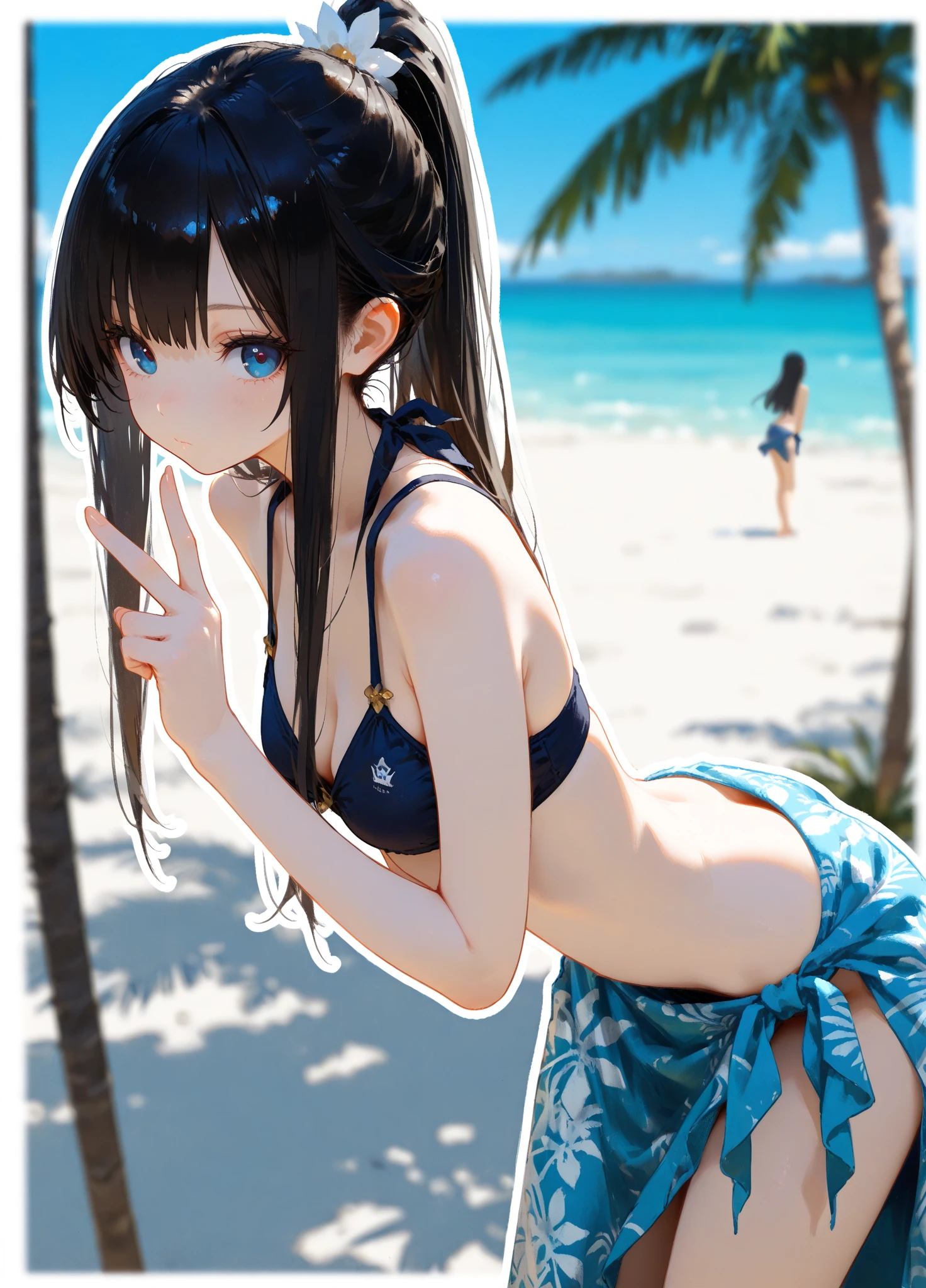 maisakurajima, mai sakurajima, Long Hair, bangs, (Black Hair:1.5), hair ornaments, (Purple eyes:1.1), Black Bikini Swimsuit,barefoot,Straw hat,Walking,True Summer,Strolling on the sandy beach,happy smile, smile, Open your mouth,whole bodyがイラストに入るように,
break outdoors, ビーチ
break looking at viewer,whole body, (Cowboy Shot:1.5),
break (masterpiece:1.2), Highest quality, High resolution, unity 8k wallpaper, (figure:0.8), (Beautiful attention to detail:1.6), Highly detailed face, Perfect lighting, Highly detailed CG, (Perfect hands, Perfect Anatomy),