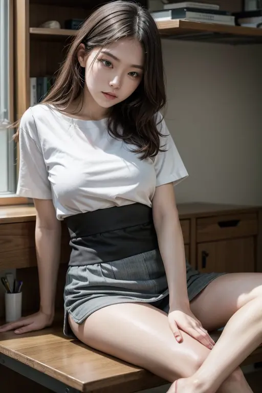 Masterpiece, high quality, ultra realistic, (45yo:1.3),female, bending forward, beautiful face, (face wrinkles:1.4),Girl seen from the floor, It's okay to wear a skirt, View from below, I can see my panties, medium breasts, ((Very detailed)), (Perfectly detailed face), (Highly detailed hands), Photorealistic images,White panty,up skirt,Lace panties on top of a huge