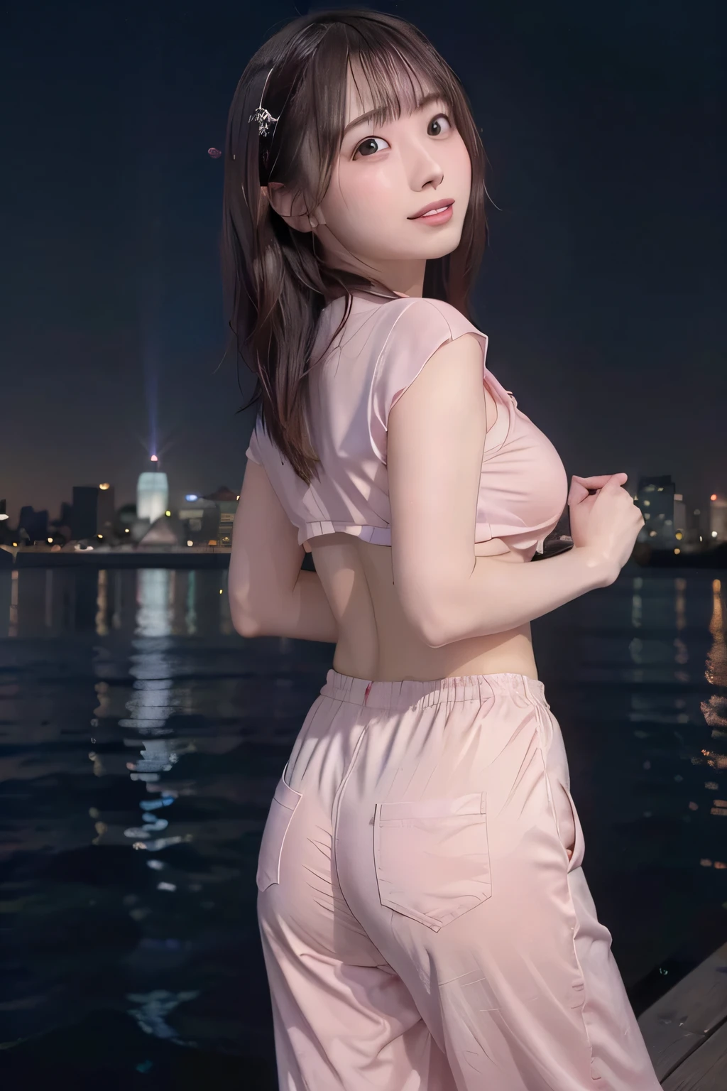 (A MILF), 独奏, Cute bimbo woman standing on the street, White and purple high-leg bikini style, pink hoodie, Rear-facing baseball cap, cabelos preto e longos, Thick lip, gold jewerly, Gold Loop Earrings, slot machines, r /The eye, A detailed eye, mideum breasts, cleavage of the breast, top-quality ((masterpiece)), (hightquality), (top-quality), (detaileds), hard disk, Perfect litthing, A detailed face, Detailed body, view from back、