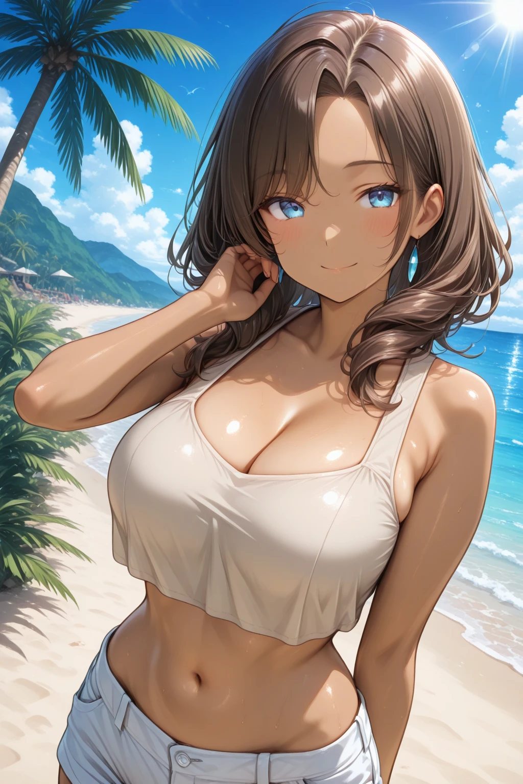 masutepiece, Best Quality, Illustration, Ultra-detailed, finely detail, hight resolution, 8K Wallpaper, Perfect dynamic composition, Beautiful detailed eyes, bikini of,Medium Hair, Big breasts, Natural Color Lip, Smile,hotel, veranda, ocean view