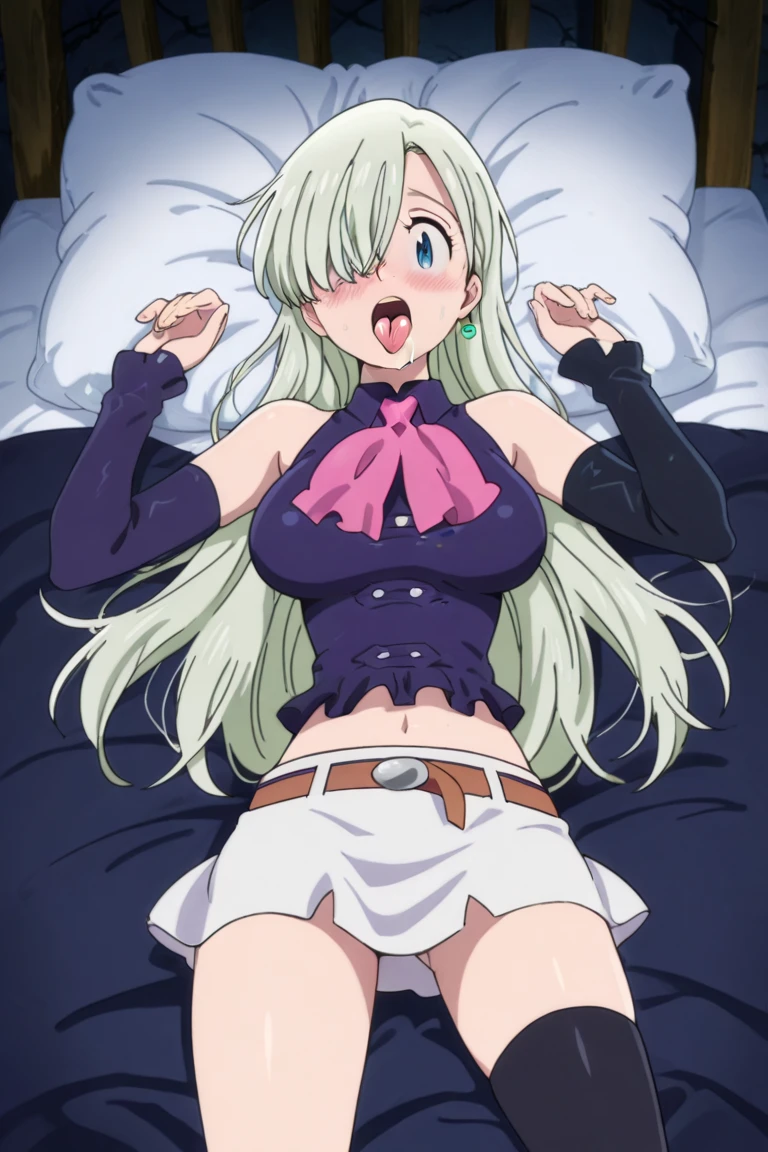 alone, One girl, View your viewers, 2D, anime, anime coloring, Light purple hair, ponytail, Hair Ribbon, ((nudity)), large breasts, on back, masterpiece, super fine illustration, best quality, light particles, ultra-detailed, 8K wallpaper, (bright colors:1.2), solo, orgasm face, closed eyes, open mouth, arched back, crying face, shed tears, O-face, (when he did), blush cheeks, arched back, under boob, (vaginal penis), (a man), hetero, (lying), (girl spread legs:1.4), (Intense sex:1.7), (cum out:1.2), nsfw