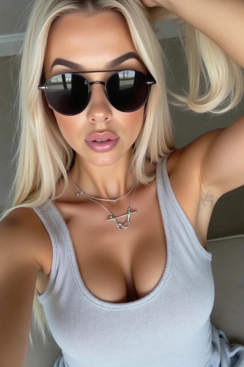 Woman with tattoos taking selfies in mirror, Instagram model, hair white bangs hair, her hair is white, Kylie Jenner, she is dressed in streetwear, hair black bangs hair, Ava Max, girl in hoodie, white bangsblack hair, 18 years old, tight outfit, blonde, selfie, Angelawhite, her belly button naked, pregnant, very large breasts