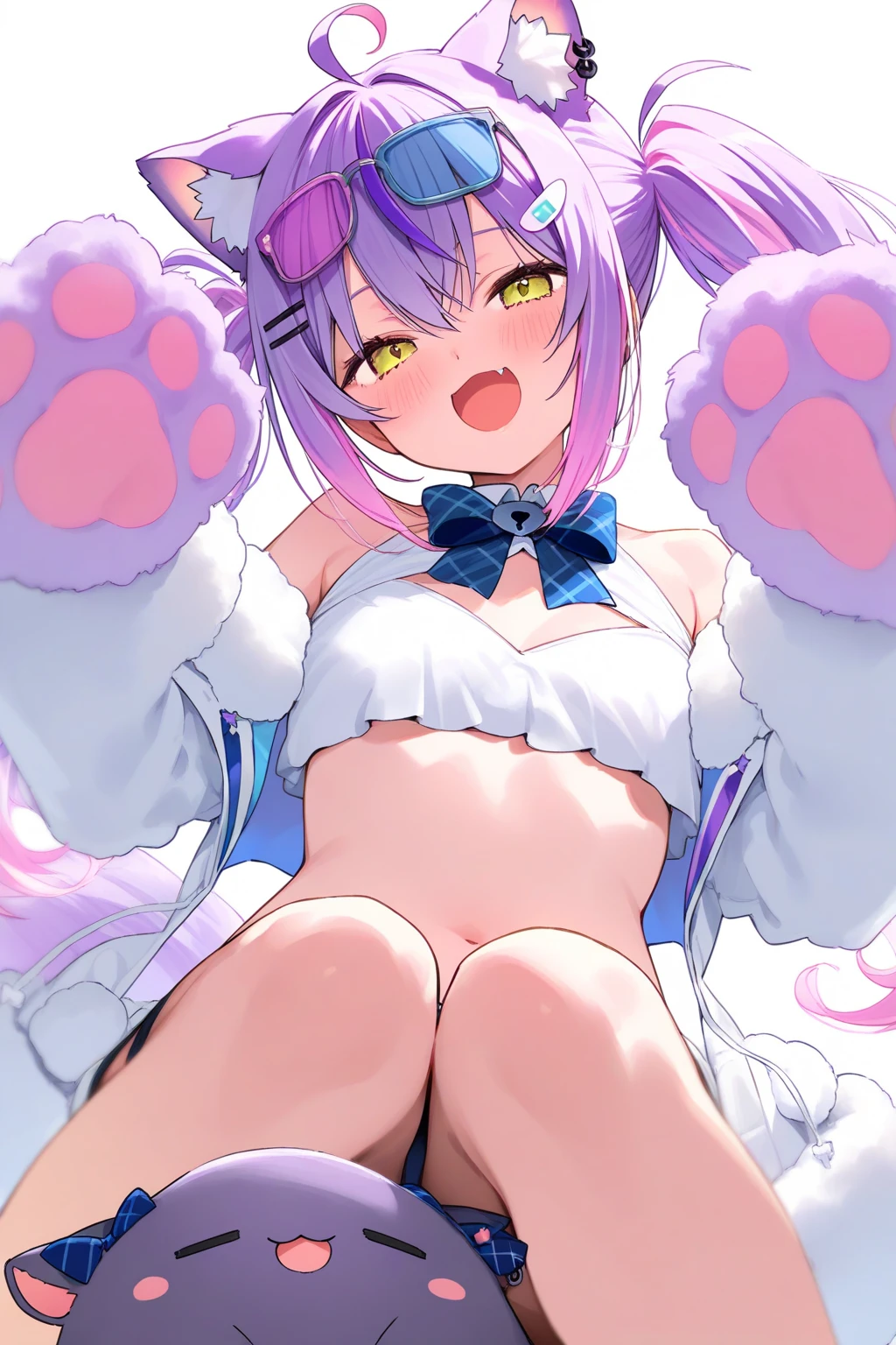 masterpiece, best quality, high fantasy outfits, solo, ((white background)), multiple views, (sex pose, spread legs, pussy, fellatio, cock sucking, standing, crouch, sex from behind), thong, character sheet,