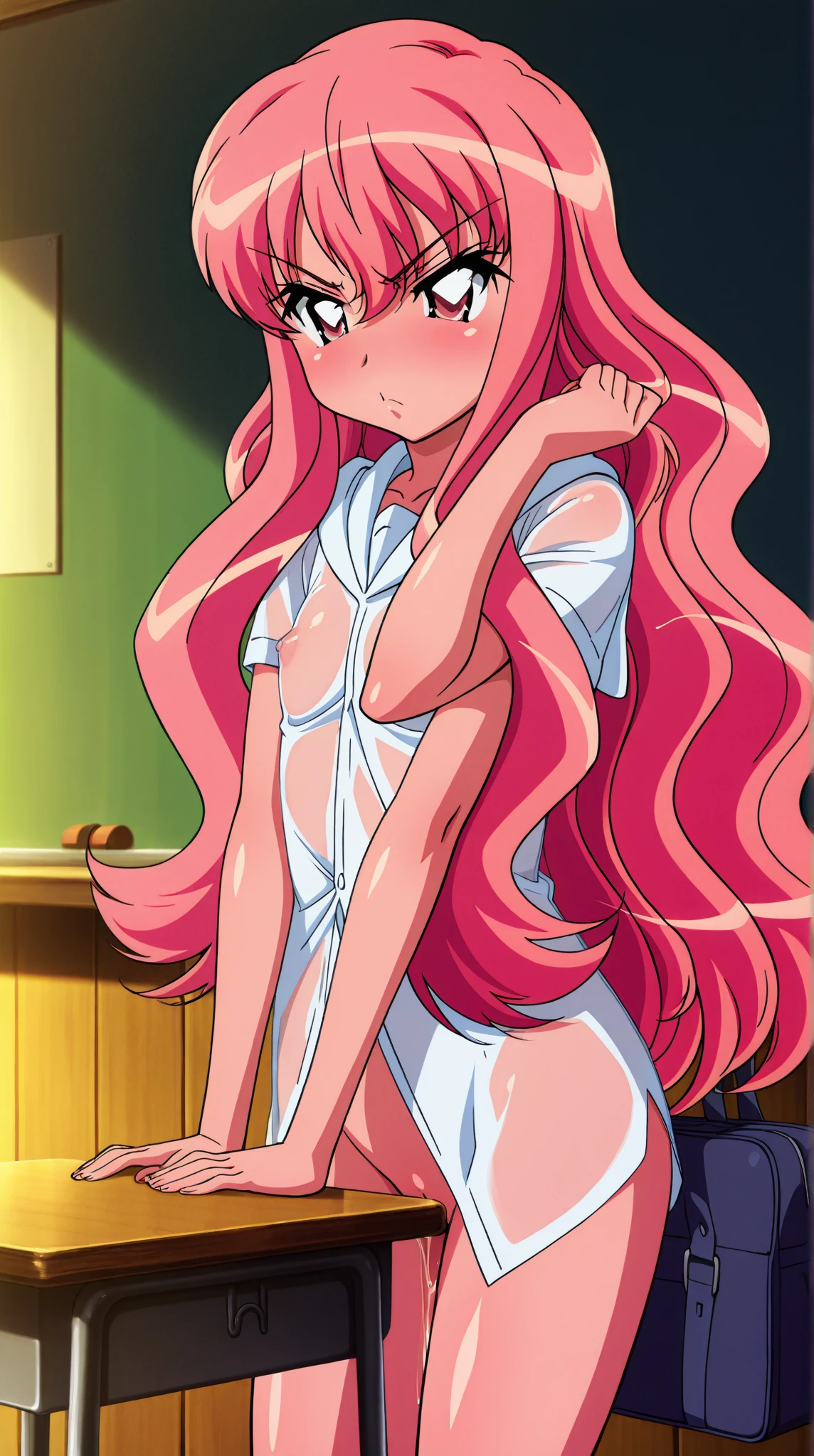 louise zero default, Louise Françoise Le Blanc de La Vallière, long hair, pink hair, wavy hair, pink eyes, hair between eyes,1girl,masterpiece, expensive quality, very_expensive_solve, big_file size, full color,(completely nude:1.2),pussy,niplles,(vaginal sex:1.2),flat chest,