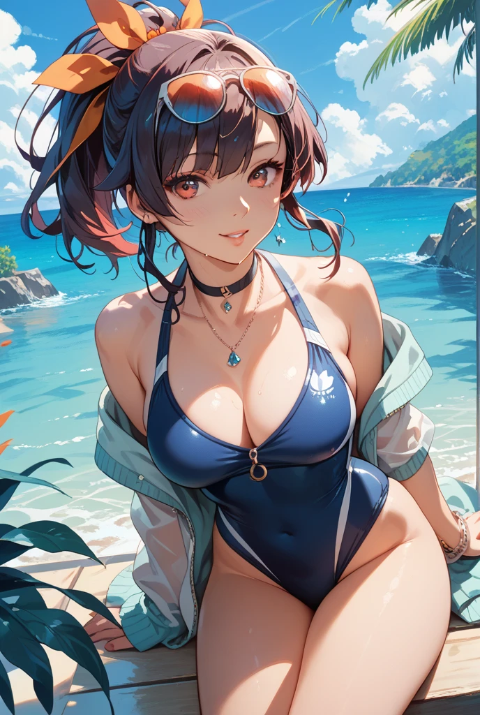 Realistic、Face reality、With a girl、Swimwear、Sexy smile、My breasts have gotten a little bigger、Sexy pose、High diving board、Brazilian Bikini