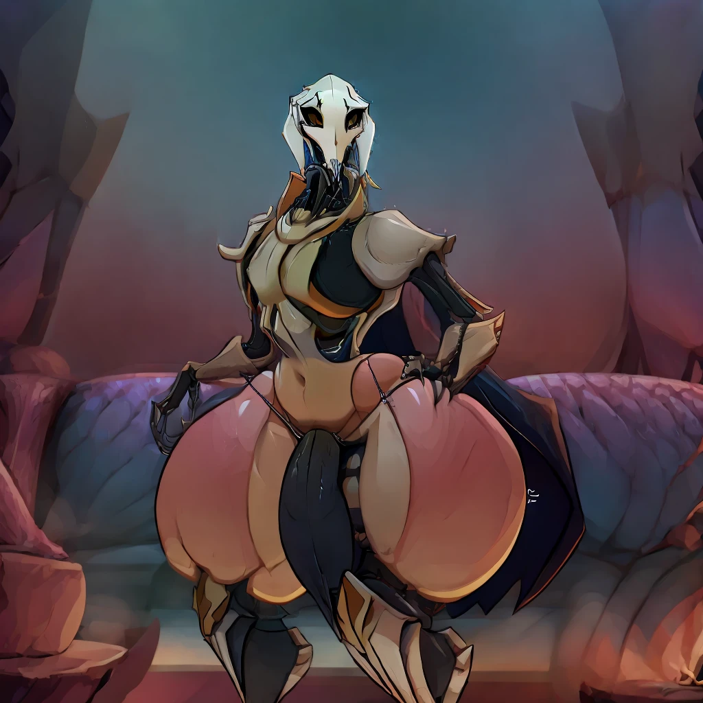 Male femenine fox with Wide hips, Big thighs, Gray fur, large butt, Slim shoulders, Slim waist, Gorgeous Navy blue eyes, wearing a Yellow tunic with a powerful aura giving a menacing stare
