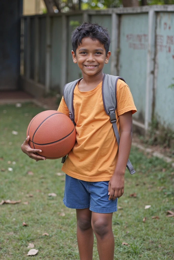 3yrs old African ??? carrying football wearing a  royal blue shot and top
