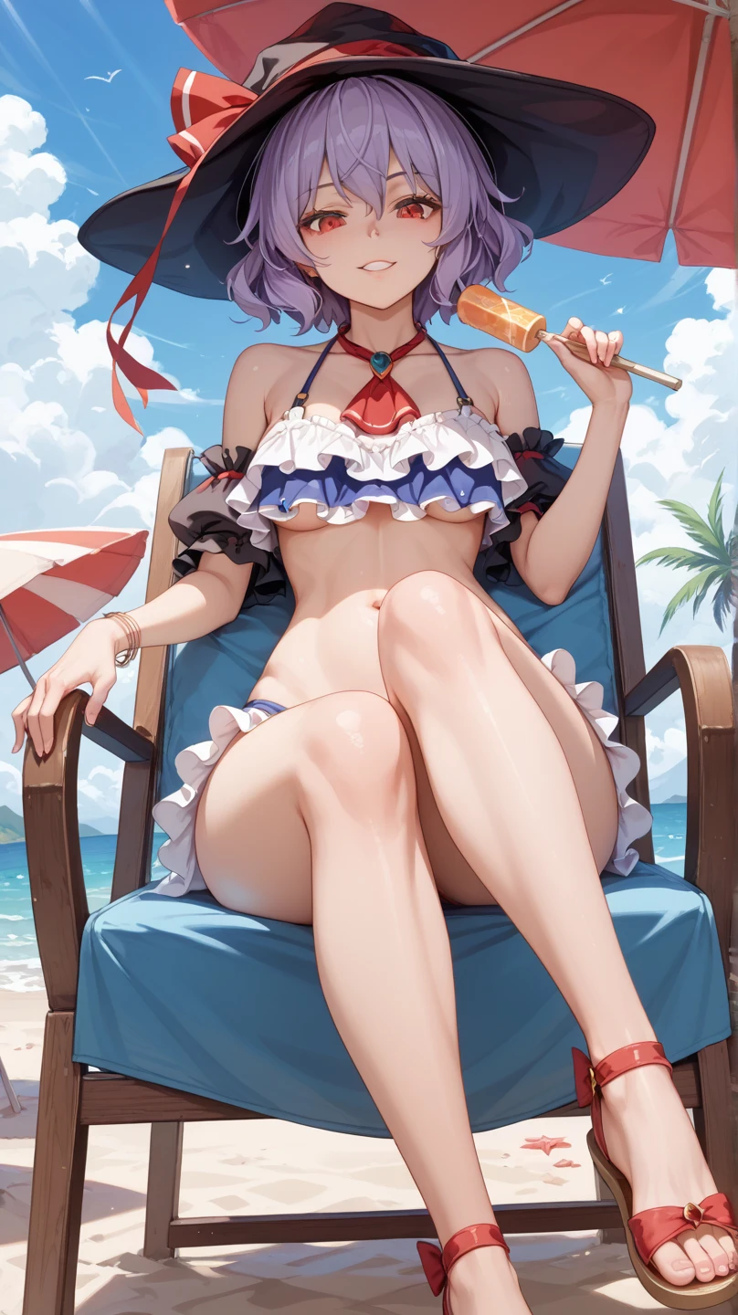 ((Highest quality)), ((masterpiece)), (detailed
、Remilia Scarlet、Ahegao、naked、Leg spread、Doing naughty things on the beach、Squirting、She spreads her pussy open with her hands so it's easier to see
