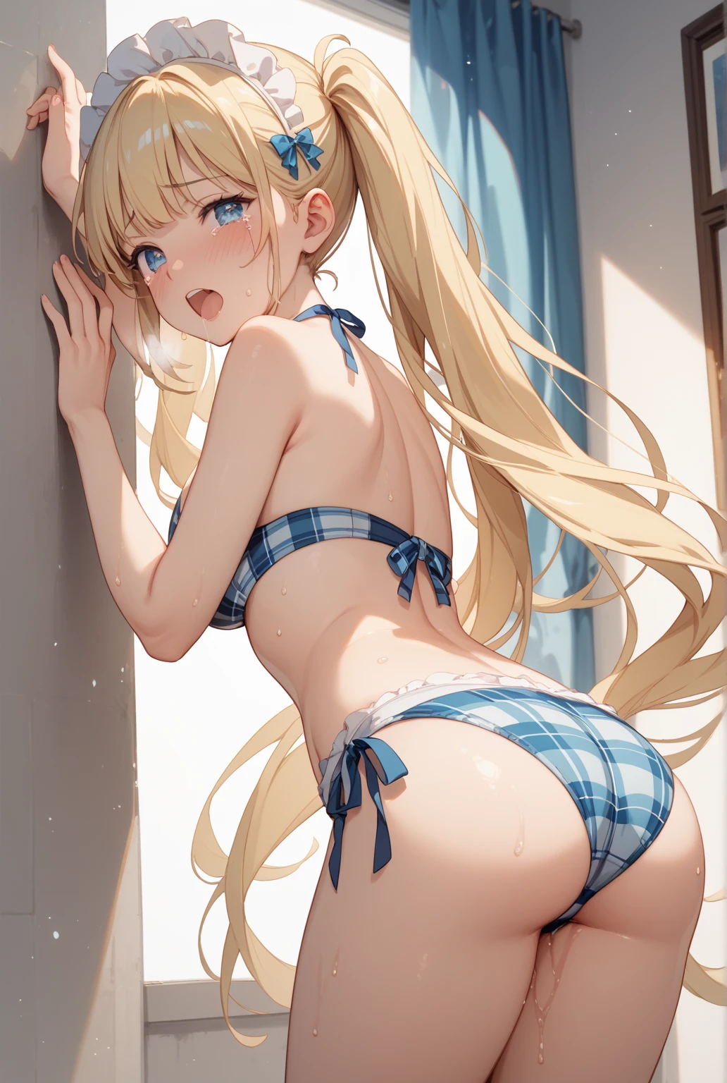 ​master piece,hyper quality, Hyper Detailed,Perfect drawing,girl with、1 persons、(((Wear only underwear)))、((Luxury underwear))、Wolf ears、Wolf's tail、Wolf palm、Wolf paws、Wolf fingers、sharp claws、Sharp fangs、Eyes aiming at prey、Brown and blonde mesh、Sharp eyes、facing back、On all fours、Pose with buttocks sticking out、Look back with a smile、Focus on the buttocks、beatiful backgrounds、furry female, animal ear fluff、Perfect Beautiful Girl、Perfect Photo