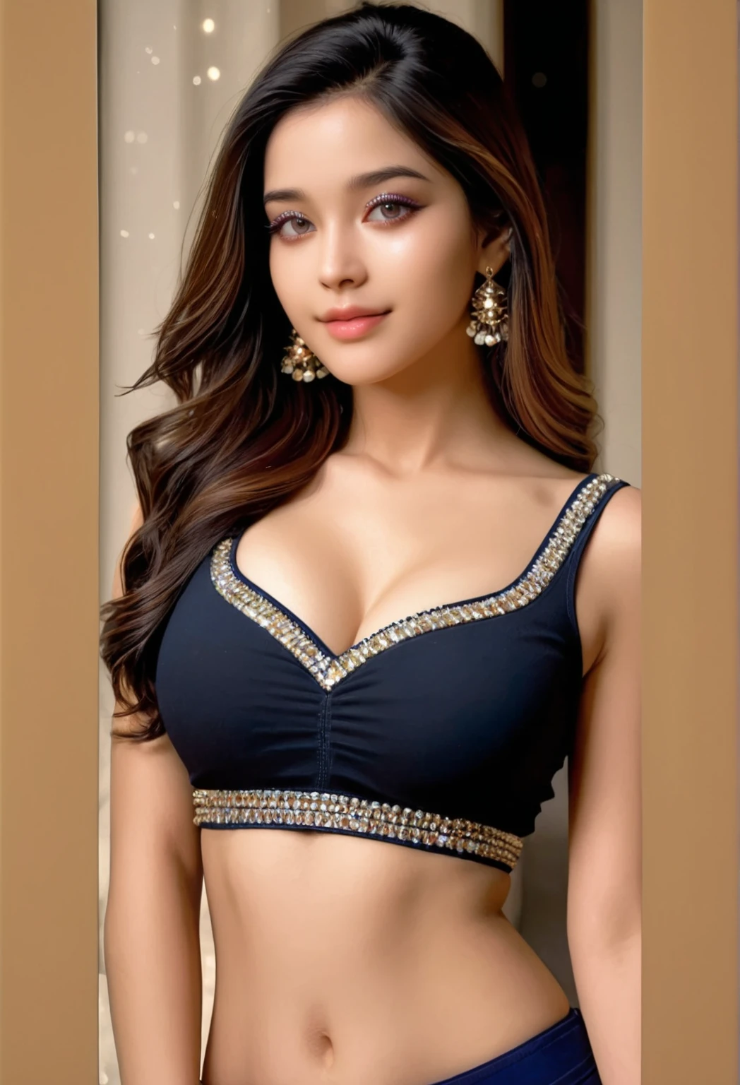 Apply new half saree indian style