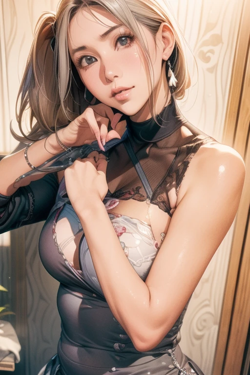 NSFW, raised sexy, kneeling, (pov), (masterpiece, best quality, photo realistic:1.4), (shiny skin), (UHD, 8K wallpaper, High resolution), Perfect anatomy, supple girl, Cinematic lighting, physically-based rendering, award-winning, extremely detailed skin, extra detailed face, eyes with beautiful details, Carl Zeiss 85 mm F/1.4, (((1girl))) , girl excited looking at , (woman tilting her head up), girl staring at , (1girl: very cute 28-year-old asian girl, (brown wavy semi-long hair, pony tails),(see through thigh highs), (stockingaid outfit), (1girl: noseblush and naughty, eyes),in the midnight classroom, kneeling,((ahegao)), ((rolling eyes))