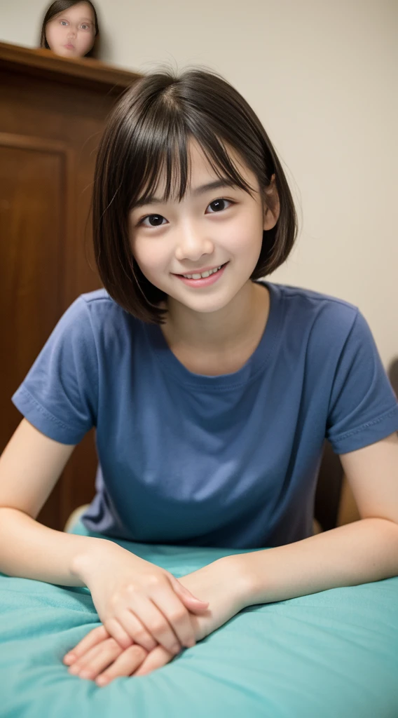 hight resolution、high-level image quality、in 8K、Real live-action、生a picturegraphy、top-quality、masterpiece、超hight resolution、生a picture、ren、Beautiful fece、masutepiece、((Obscene content))、For adults、charm of 、absurderes、((((Japan elementary school students))))、Japan Girl、((8years old))、((with round face))、((Thick eyebrows))、((Almond Order))、((Cute little face))、(((((Shy laughter)))))、de pele branca、Juvenile physique、short neck、Smaller chest、kne、 thighs thighs thighs thighs、独奏、fullllbody、Very nice、(((Children's Clothing:1.0) ))、 ((Pubic area))、(Mansuji)、((Children's Clothing))、(Photorealsitic:1.37)、Photon mapping、Realistic、Radio City、Physically Based Rendering、depth of field rally background、a picture、(((a junior idol in Japan)))、Sparkling eyes、shiny lip、too bright natural light、The Bright Sun、Too bright sunlight、(((((8years old)))))、(((Pubic area)))、((Phetcha Pai))、Alone,((Short hairstyles、Short-cut hair))、(A room in a western-style hotel)、(on the beds)、Show each other、Open your legs、Open your crotch、