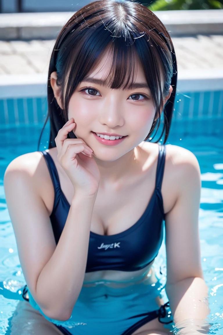 ((Sports Swimwear:1.3)), Swimwear, Skin color, big , smile, (8k, RAW Photos, highest quality, masterpiece:1.2), masterpiece, super detailed, super high quality, (Realistic and photorealistic photography:1. 37), High-resolution RAW color photos, Very delicate and beautiful, highly detailed, 8k wallpaper, wonderful, detailed, Very eye, very detailed, very detailed skin, very thin fingers, very detailed nose, very detailed mouth, Perfect Anatomy, Upper Body, swimming, Transparency, tiny Swimwear, Nogizaka Idol, Korean Idol, Carving the Idol's Pose, 18-year-old, cheap, Cafe, restaurant, Italy, deer, Australia, break ((Upper Eye)), ((angle From above: 1. 3)), From above, Looking into the camera,
